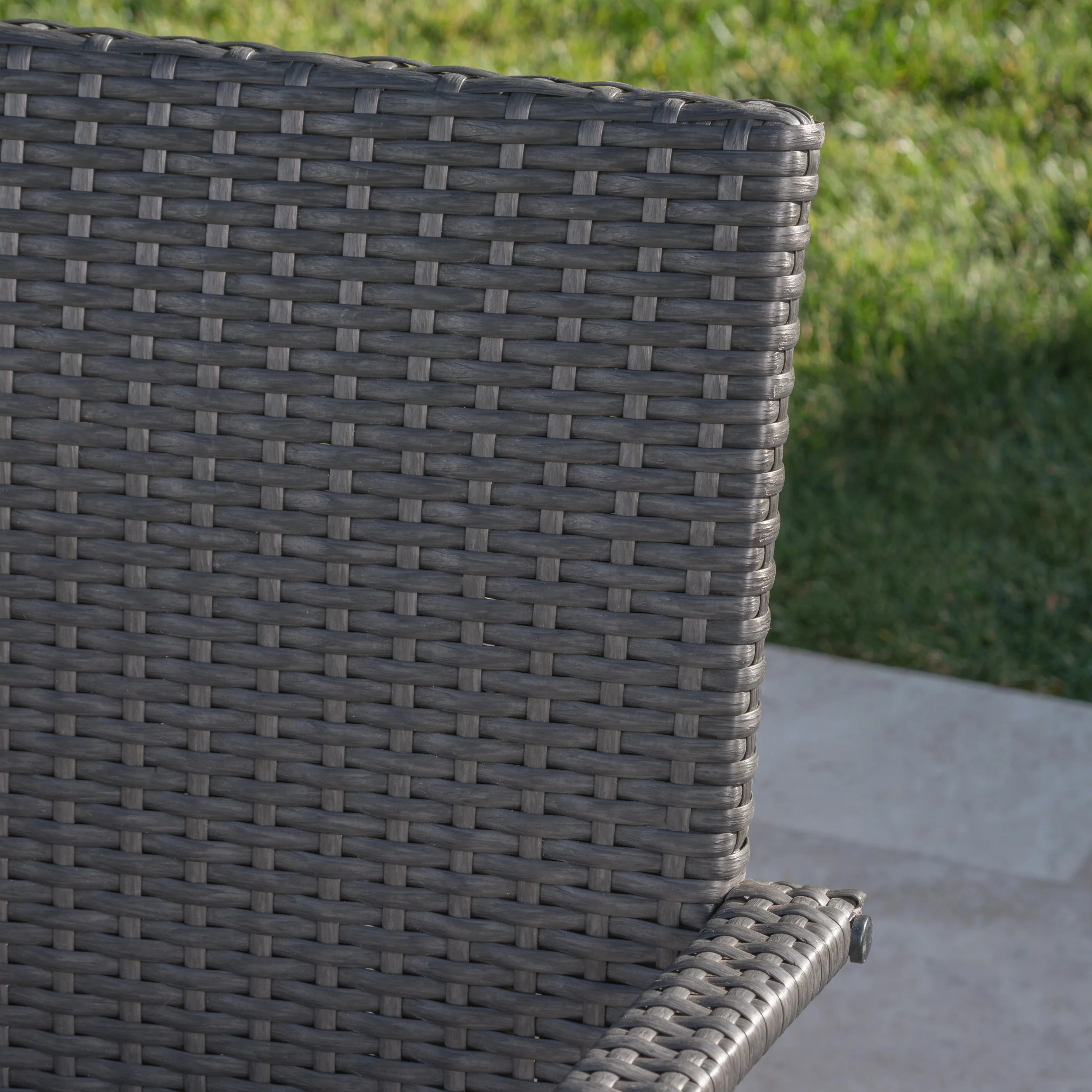 Carpenter Outdoor 7 Piece Gray Wicker Dining Set with Gray Water Resistant Cushions - furnishings