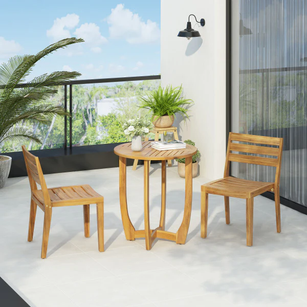 Fintan Outdoor 3-piece Wood Dining Set - furnishings