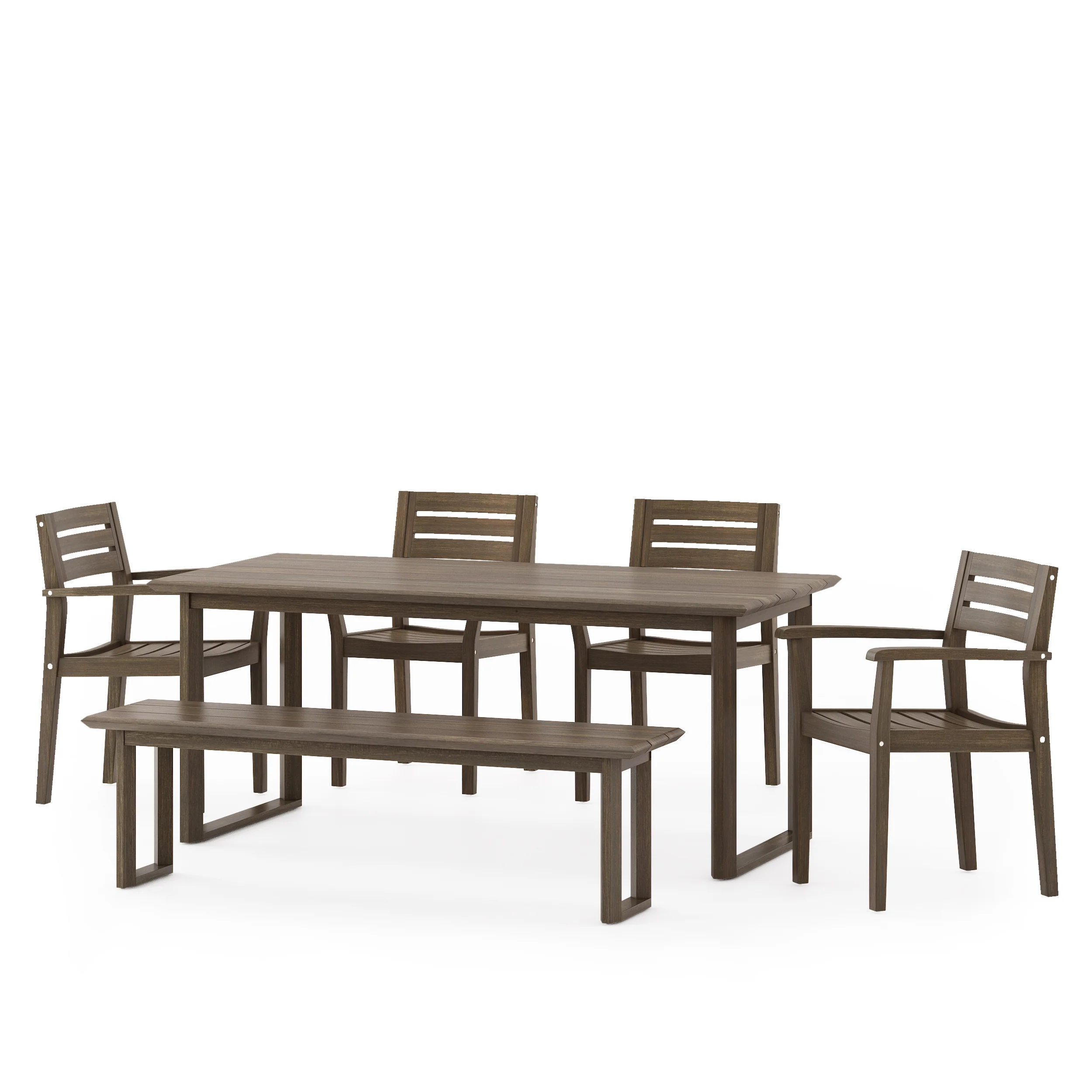 Nibley Outdoor Acacia Wood 6 Piece Dining Set with Bench - furnishings