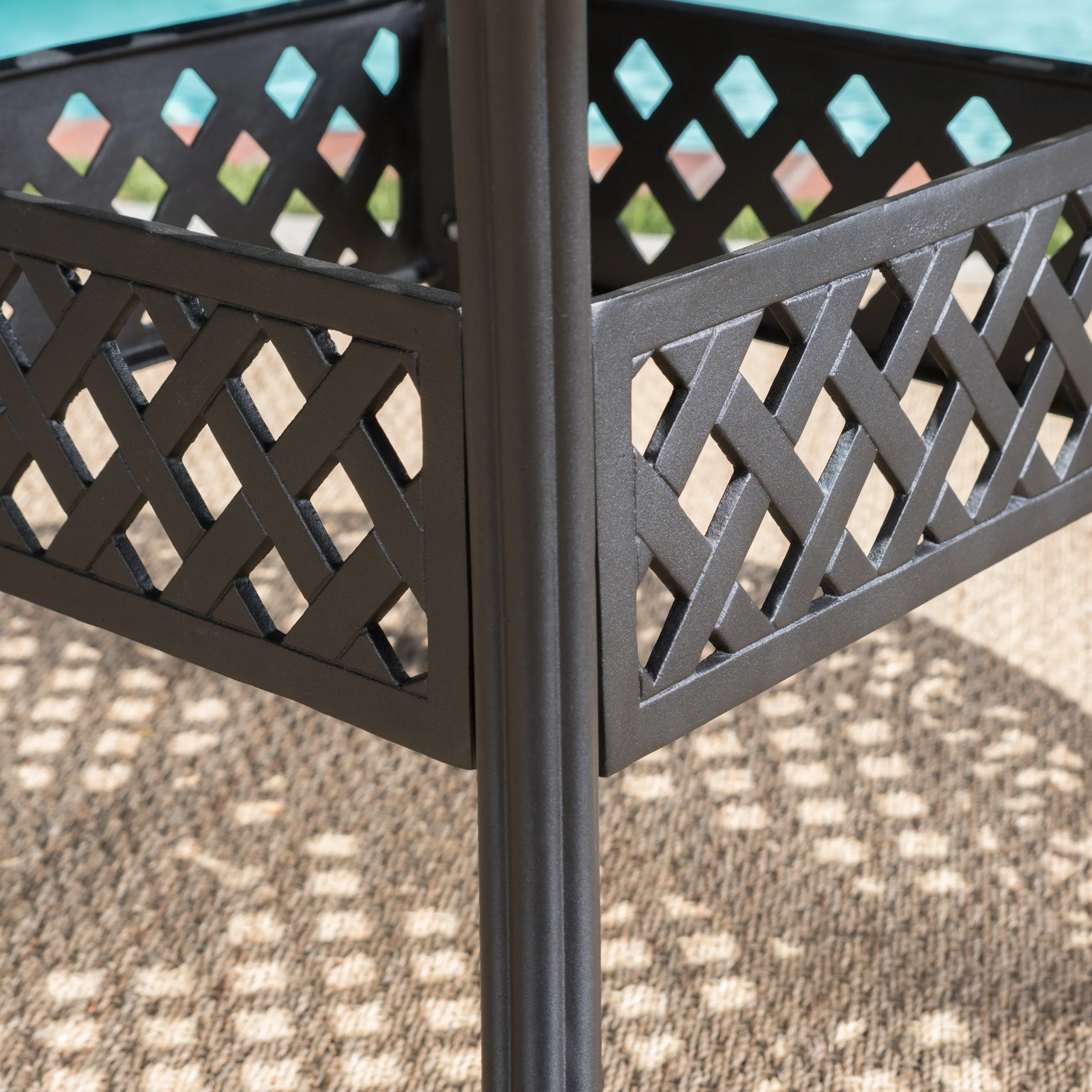 Clarisse Outdoor 5 Piece Hammered Bronze Finished Aluminum Dining Set with Expandable Table - furnishings