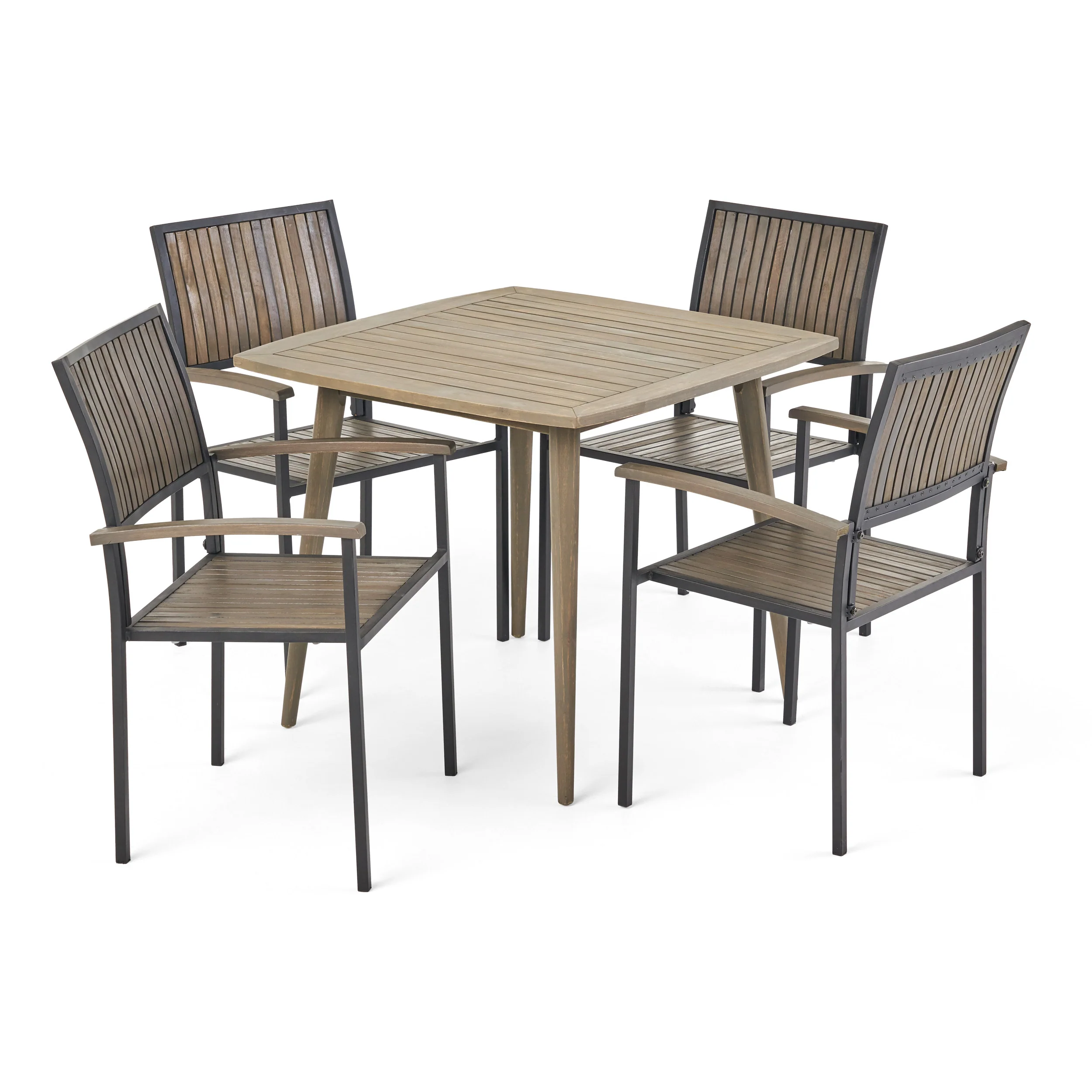 Tabitha Outdoor 4 Seater Acacia Wood Square Dining Set - furnishings