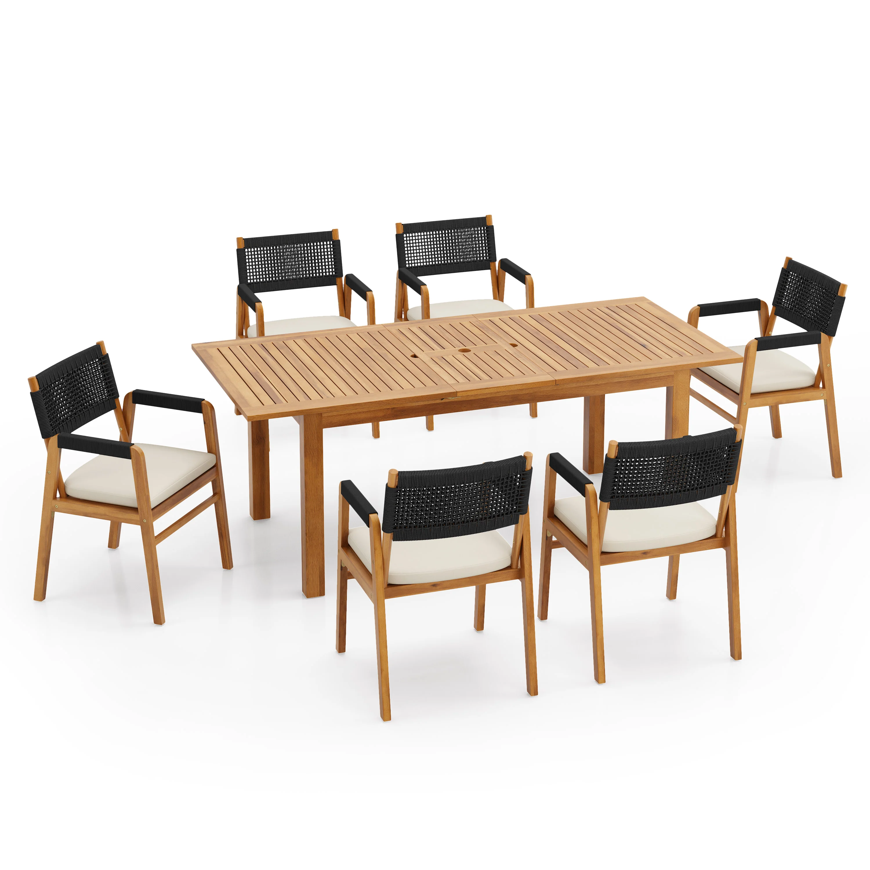 Oberons 7 Piece Patio Dining Furniture Set Table Chairs Set - furnishings