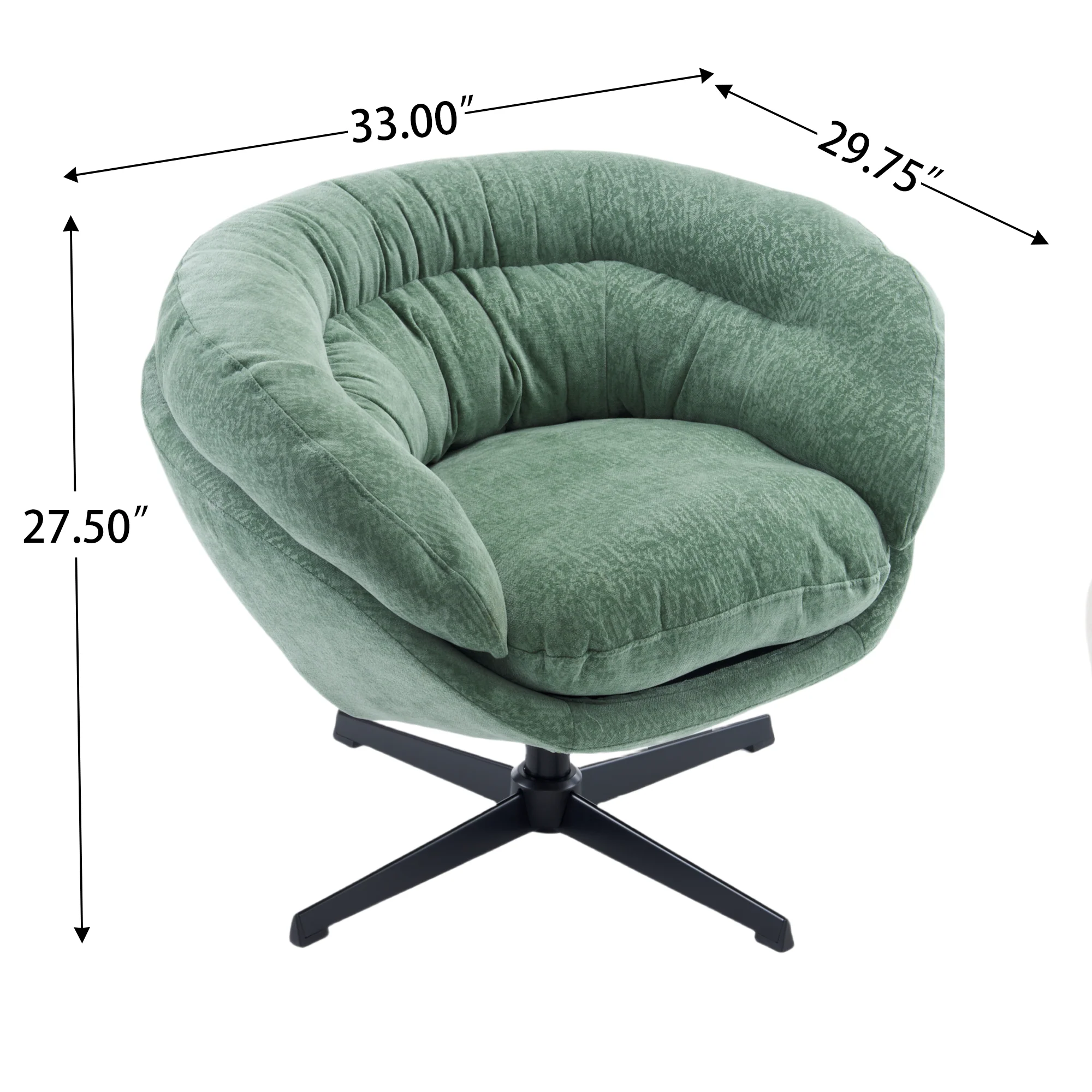 Olevate Chenille Upholstered 360 degree Swivel Arm Chair, Metal Cross-shape legs - furnishings