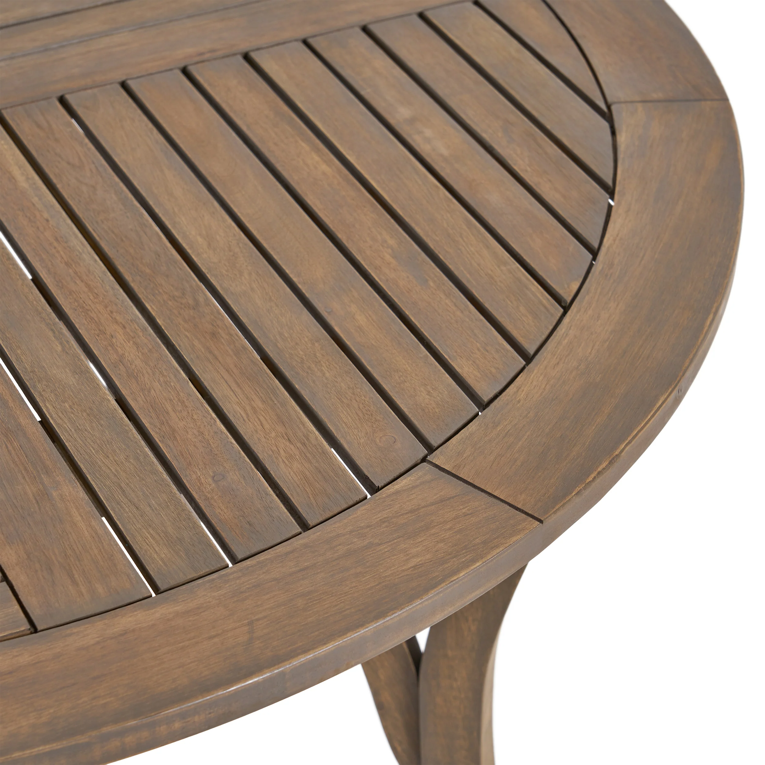 Rosin Outdoor 4 Seater Acacia Wood Circular Dining Set - furnishings