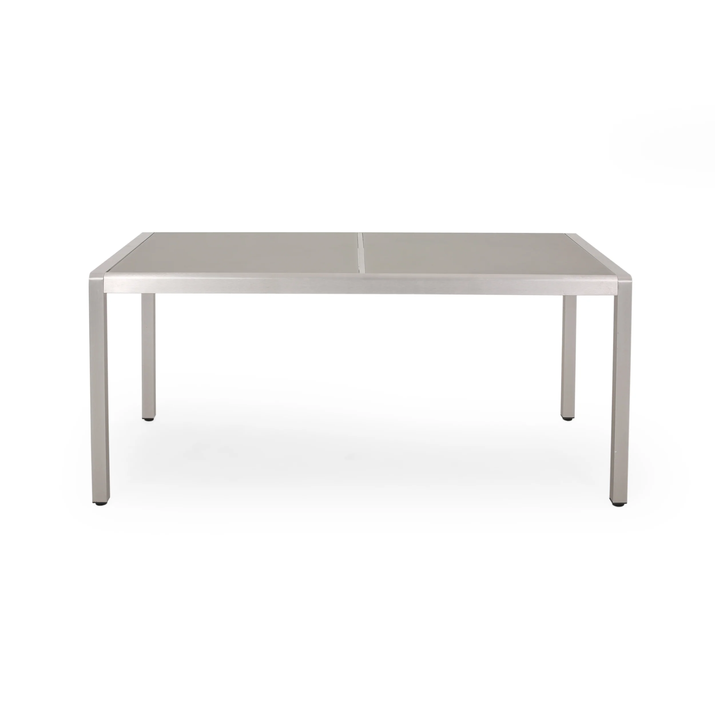 Aaleigha Outdoor Modern 6 Seater Aluminum Dining Set with Tempered Glass Table Top - furnishings
