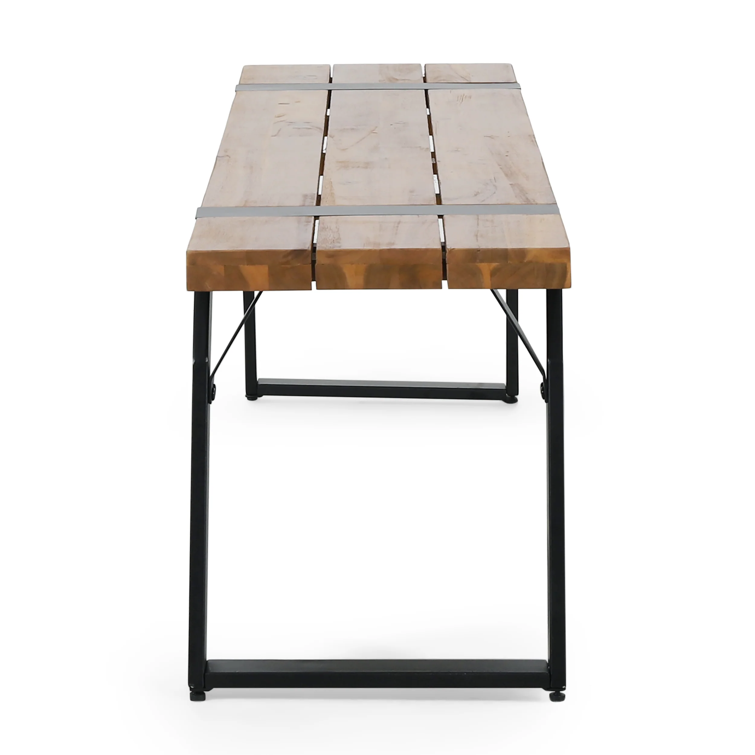 Pepple Outdoor Acacia Wood Dining Bench, Teak and Black - furnishings