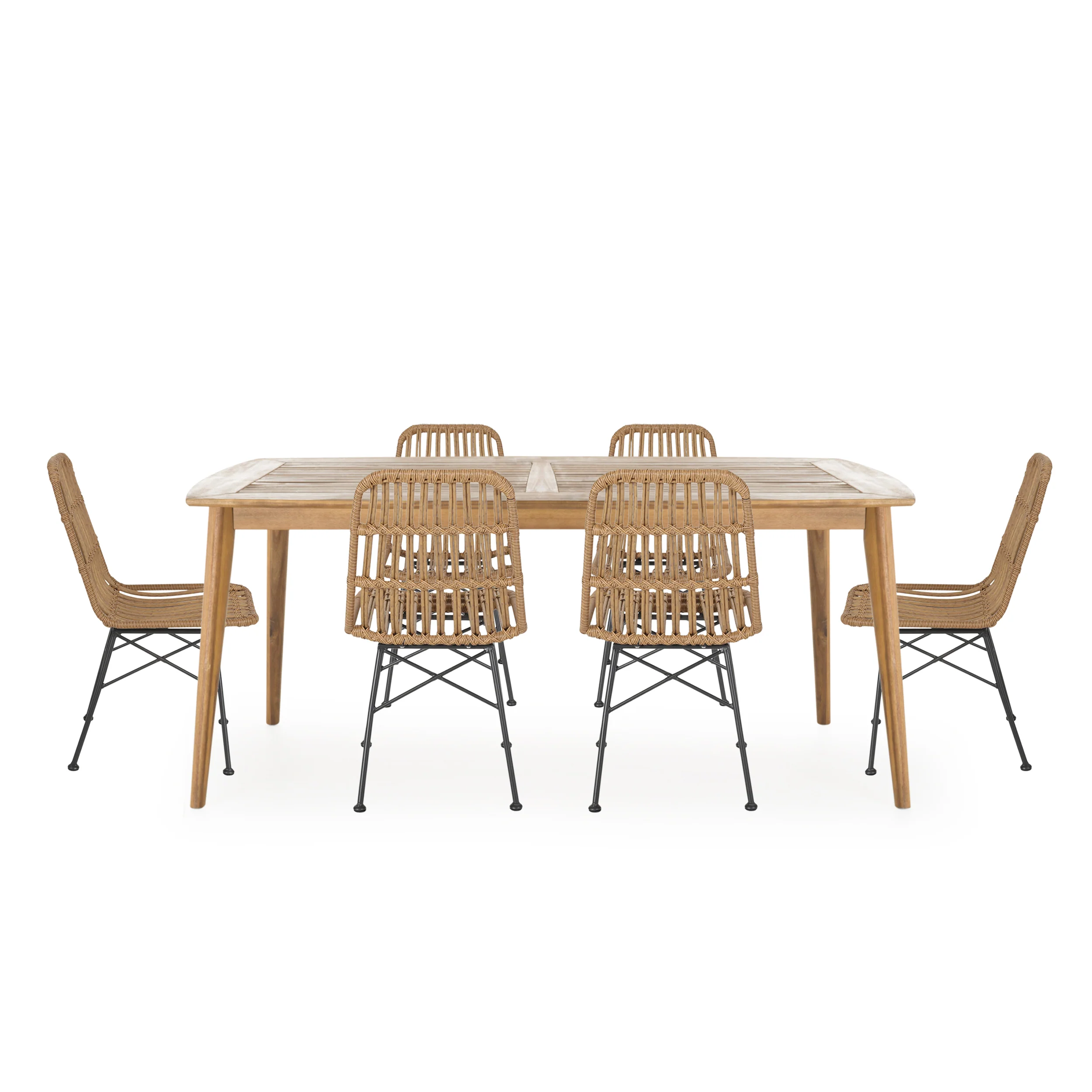 Kendal Outdoor 6 Seater Wicker Dining Set - furnishings