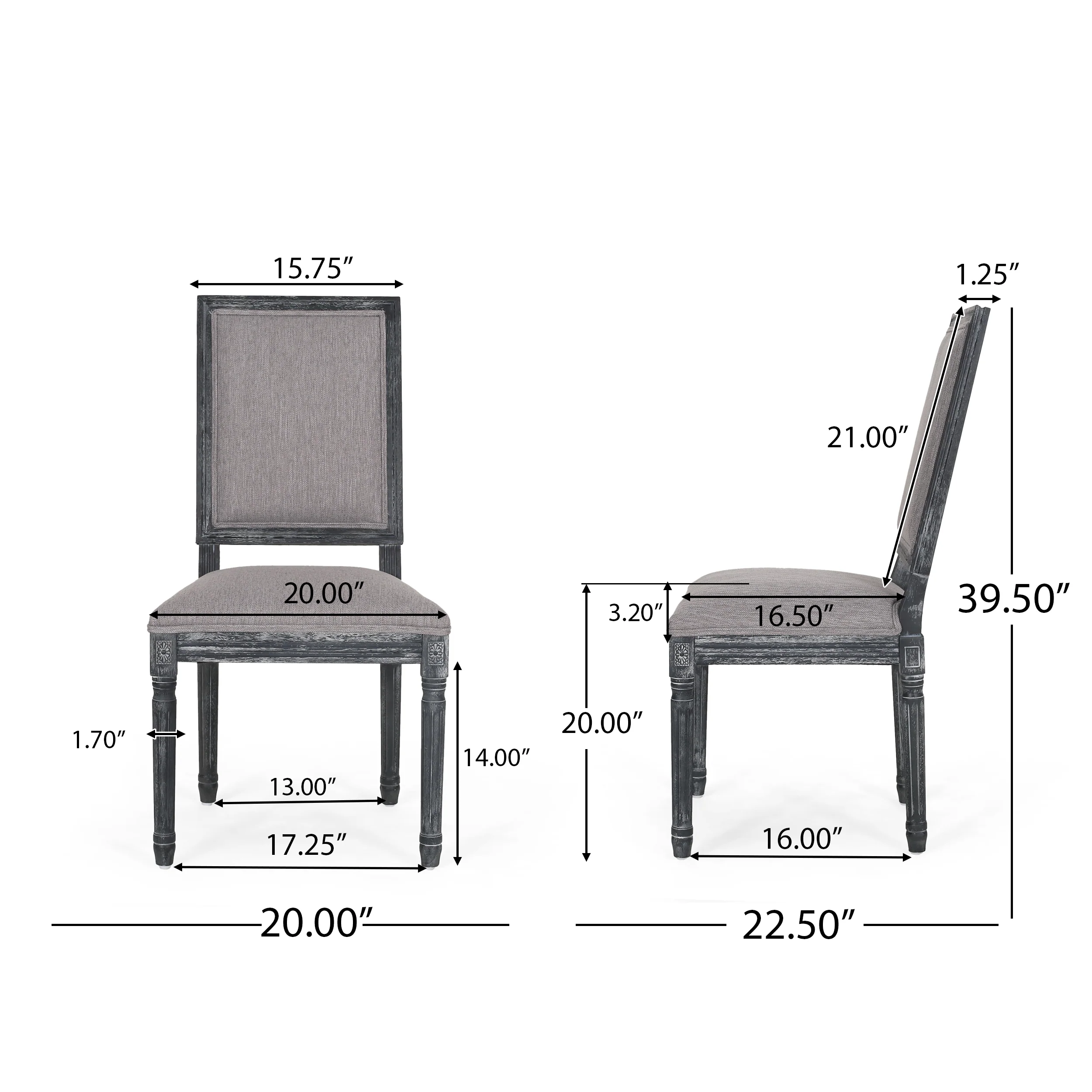 Amy French Country Wood Upholstered Dining Chair, Set of 2 - furnishings