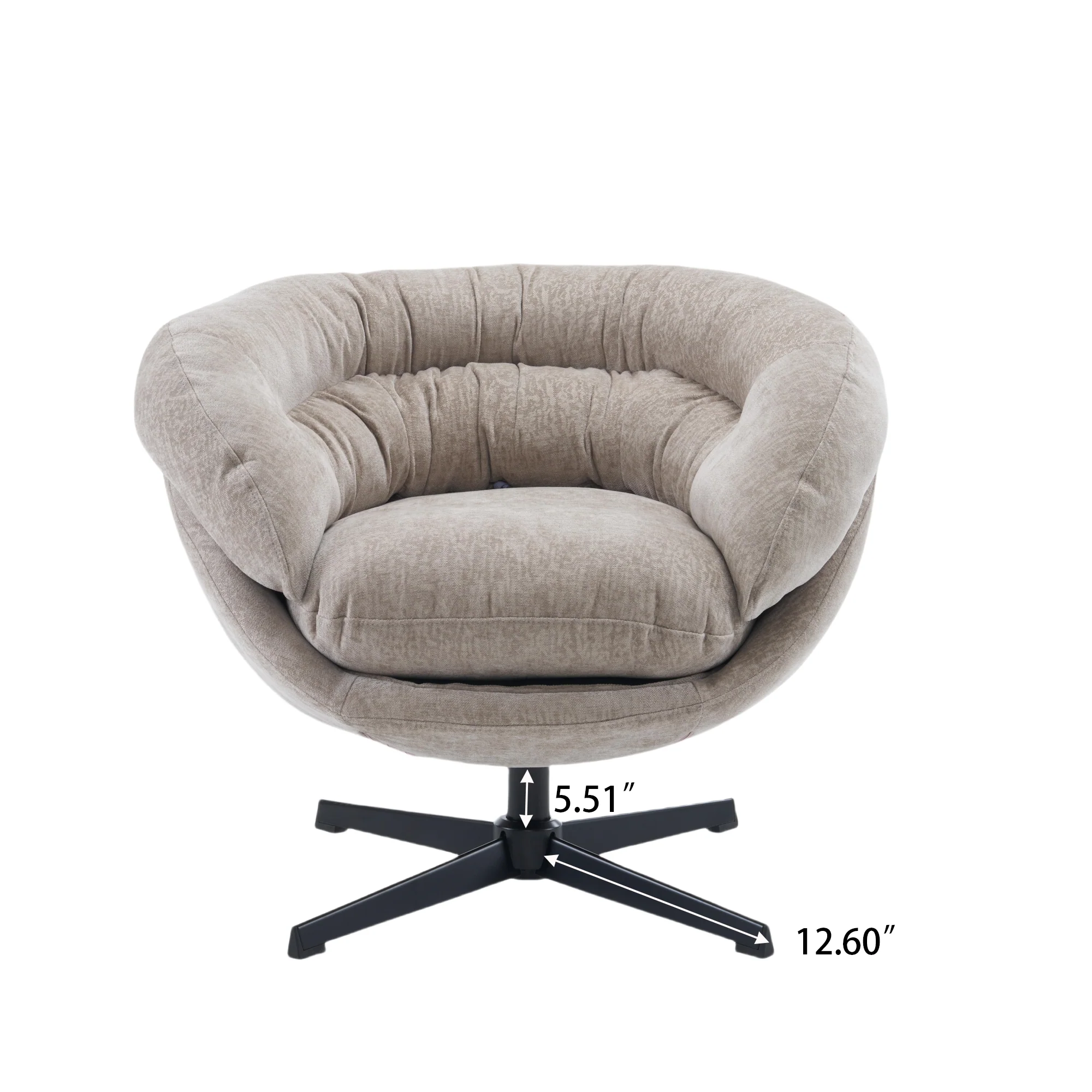 Olevate Chenille Upholstered 360 degree Swivel Arm Chair, Metal Cross-shape legs - furnishings