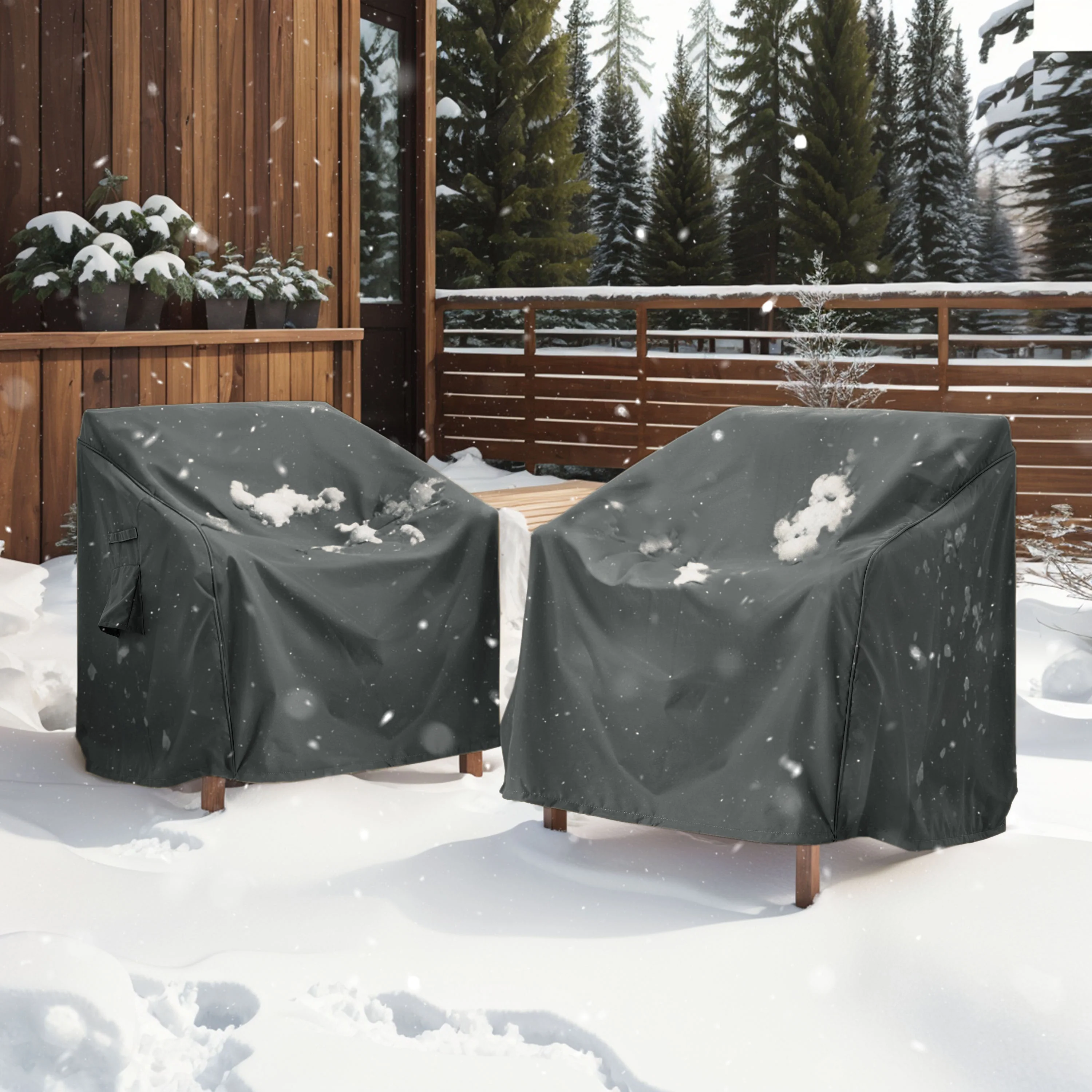 Eclate Sauqre Water Resistant Outdoor Patio Club Chair Covers, Set of 2 - furnishings