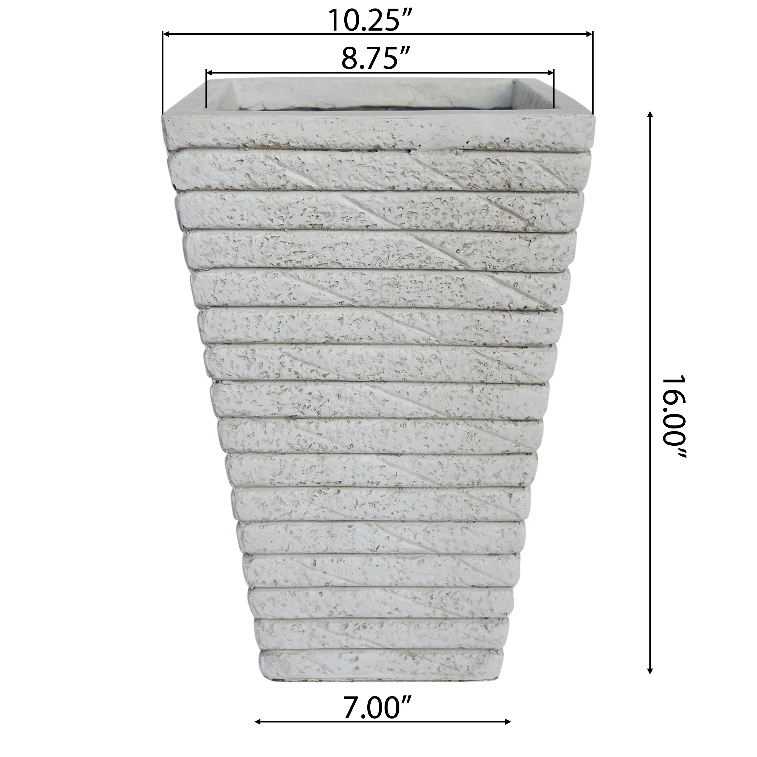Hedy Garden Urn Planter, Square, Tapered, Riveted, Lightweight Concrete - furnishings