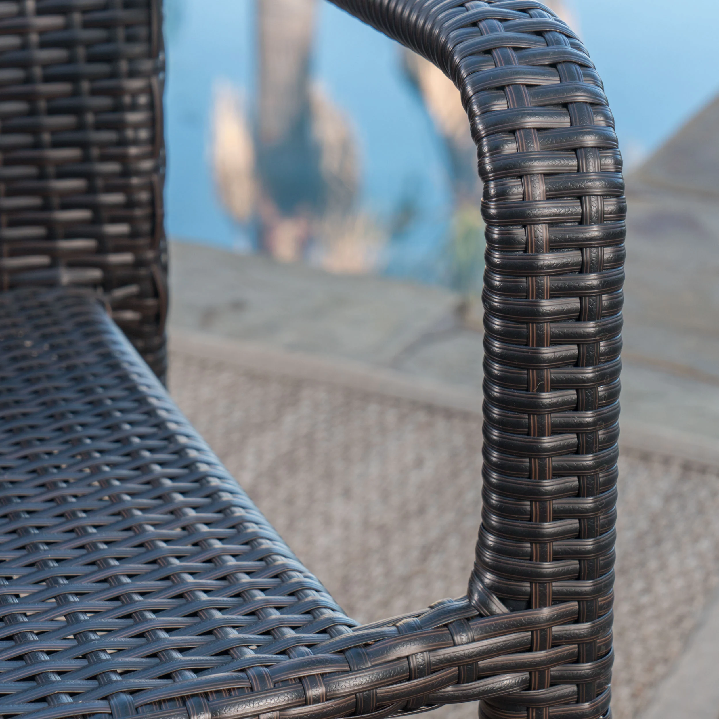 Antoinette Outdoor 9 Piece Multi-brown Wicker Dining Set with Stacking Chairs - furnishings