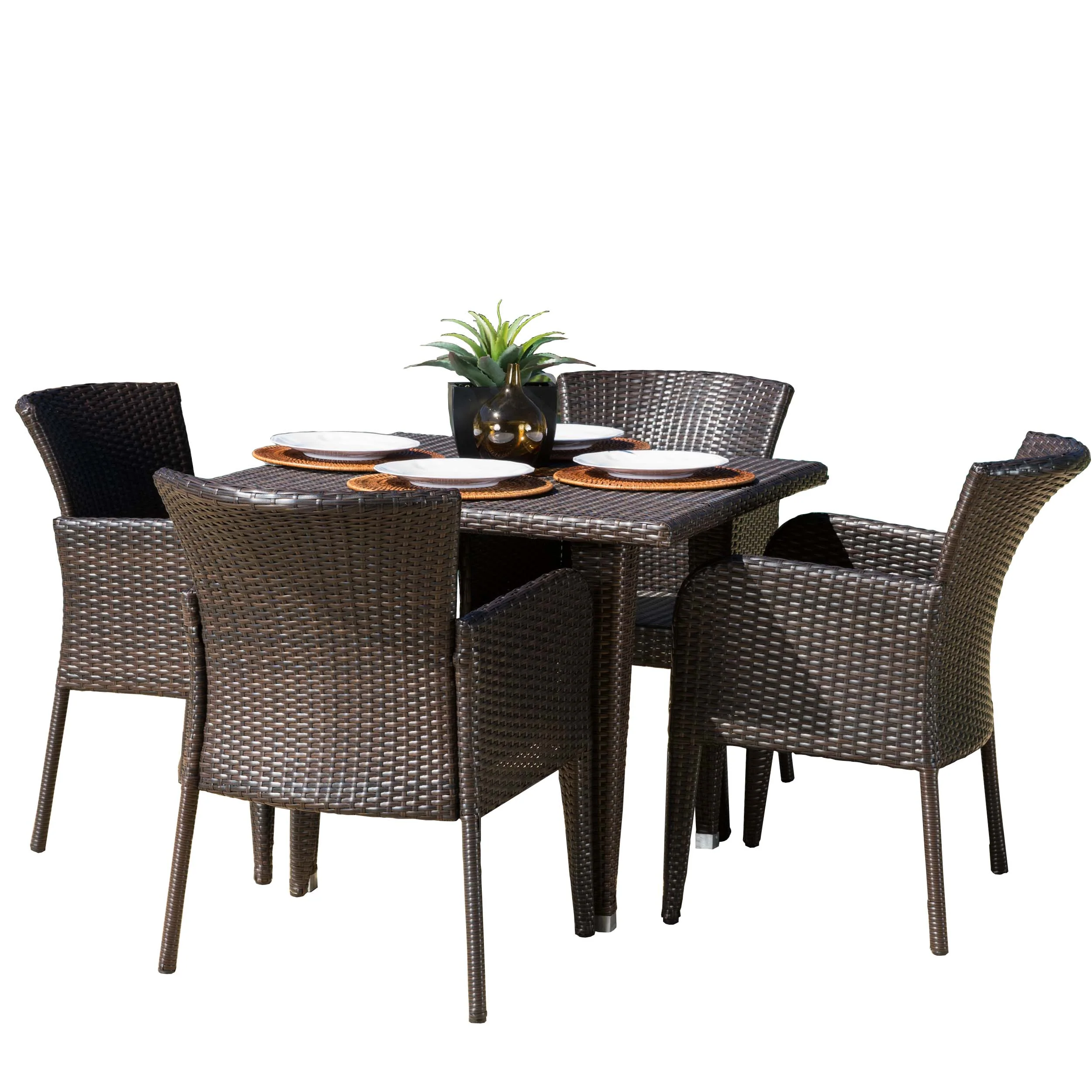 Maple Outdoor 5-piece Wicker Dining Set - furnishings