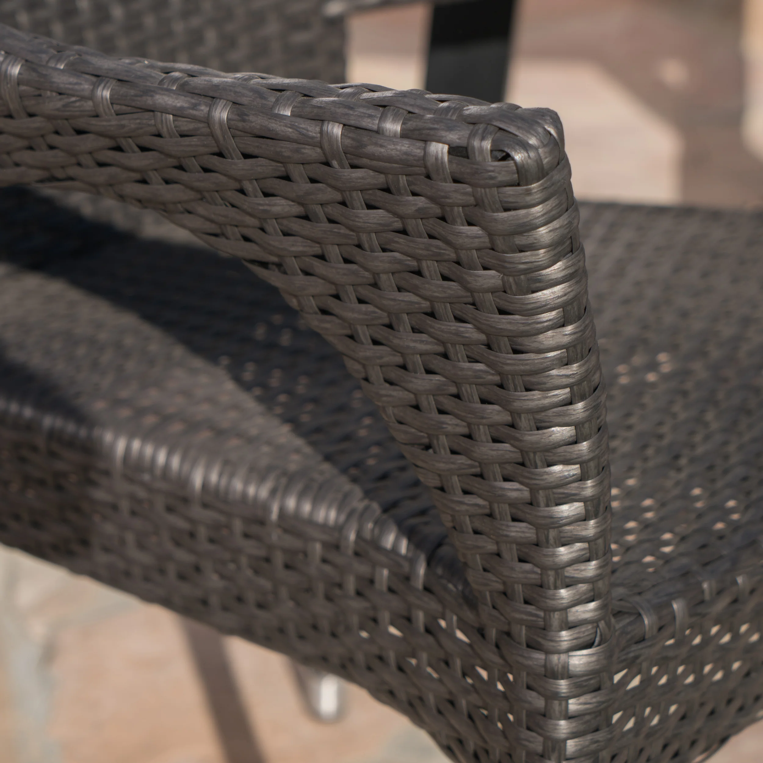 Flora Outdoor 6 Piece Wicker Dining Set with Acacia Wood Table and Bench - furnishings