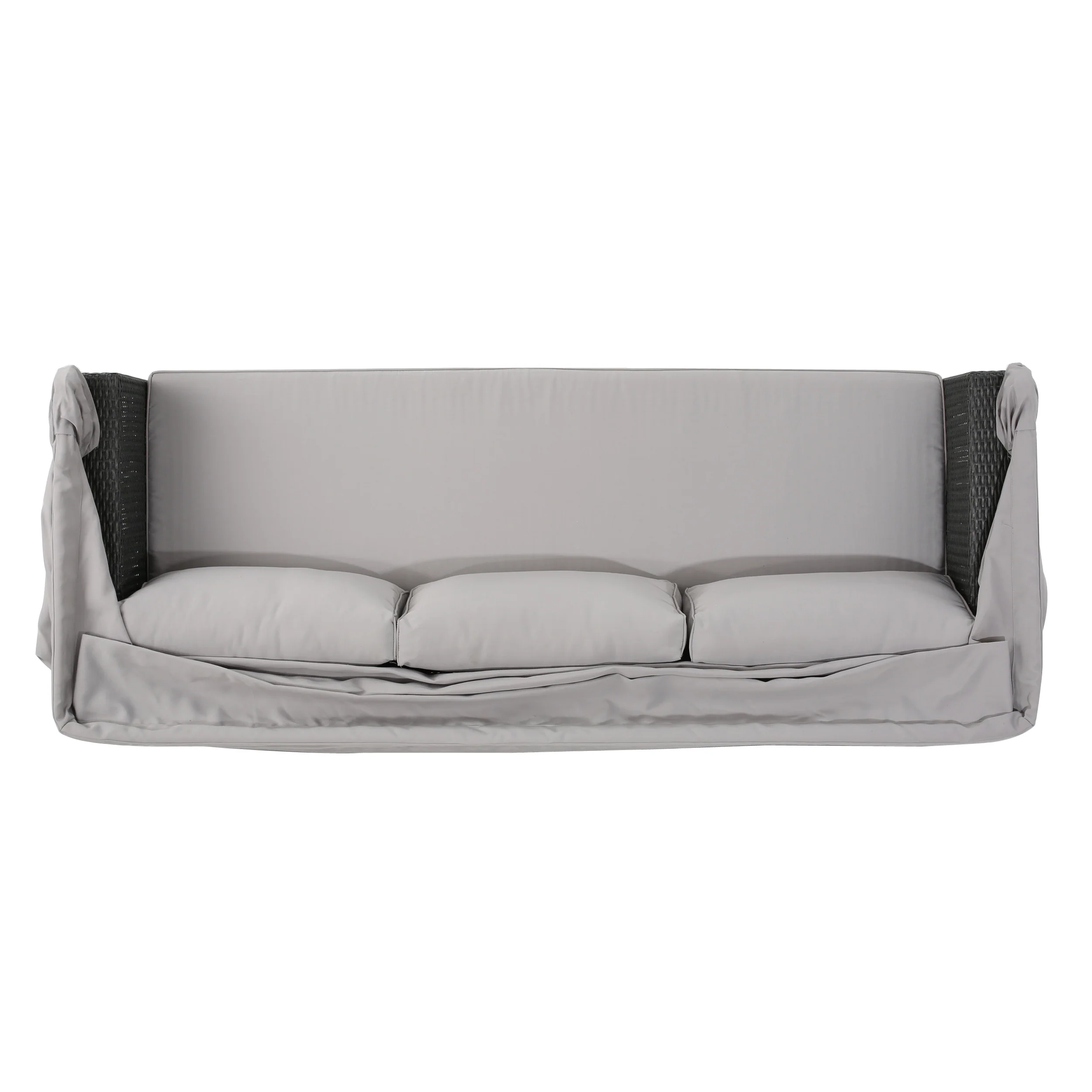 Grayson Outdoor Aluminum Framed Wicker Sofa with Water Resistant Canopy - furnishings