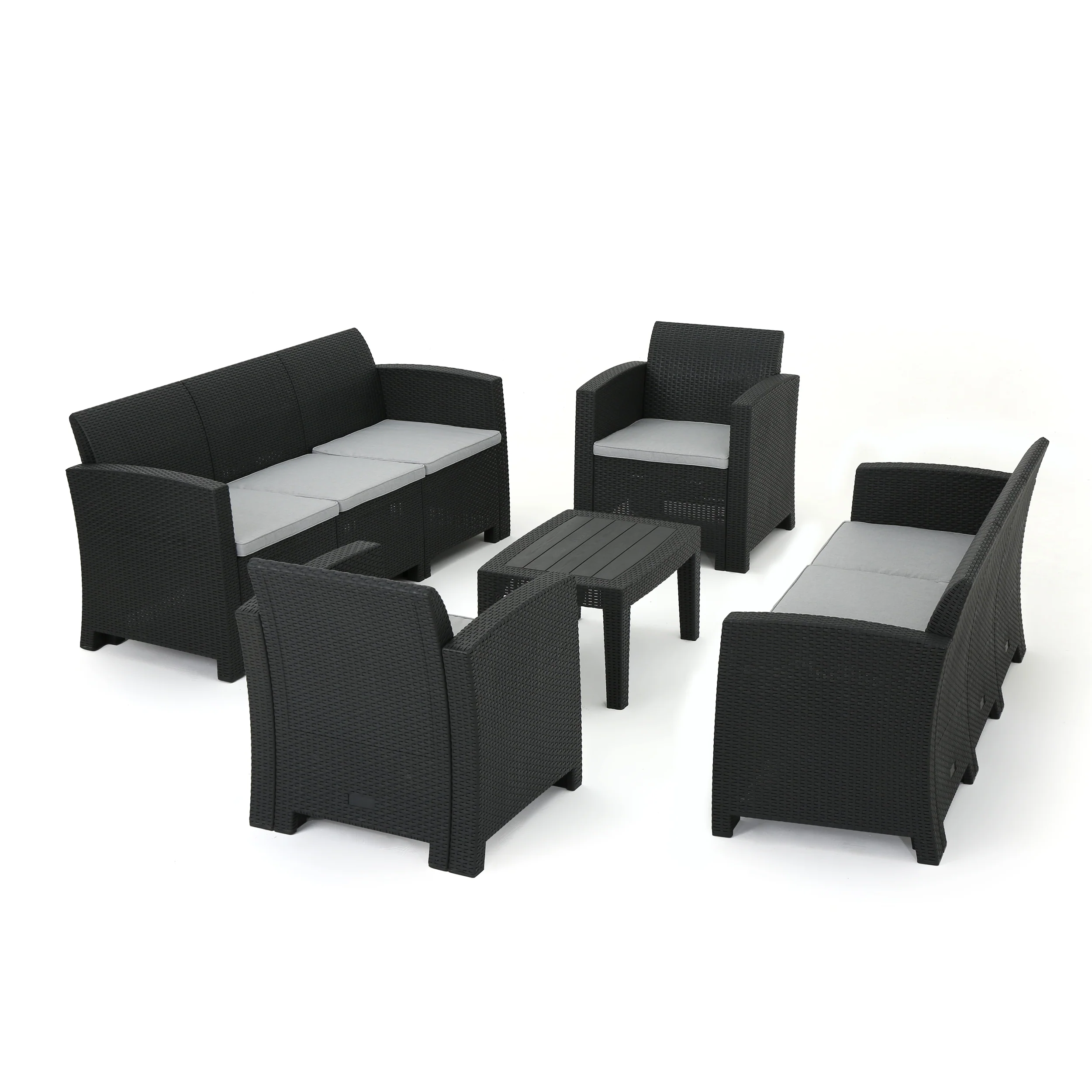 Jacob Outdoor 5 Piece Faux Wicker Rattan Style Chat Set - furnishings