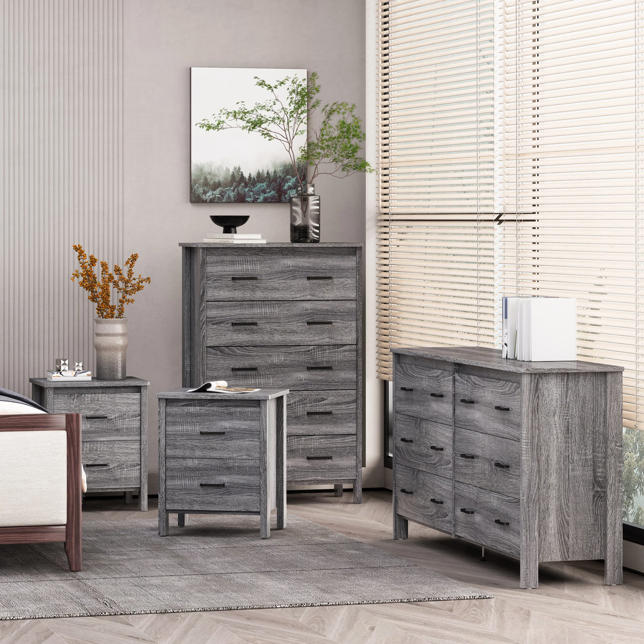 Titeca Contemporary 4 Piece Dresser and Nightstand Set - furnishings