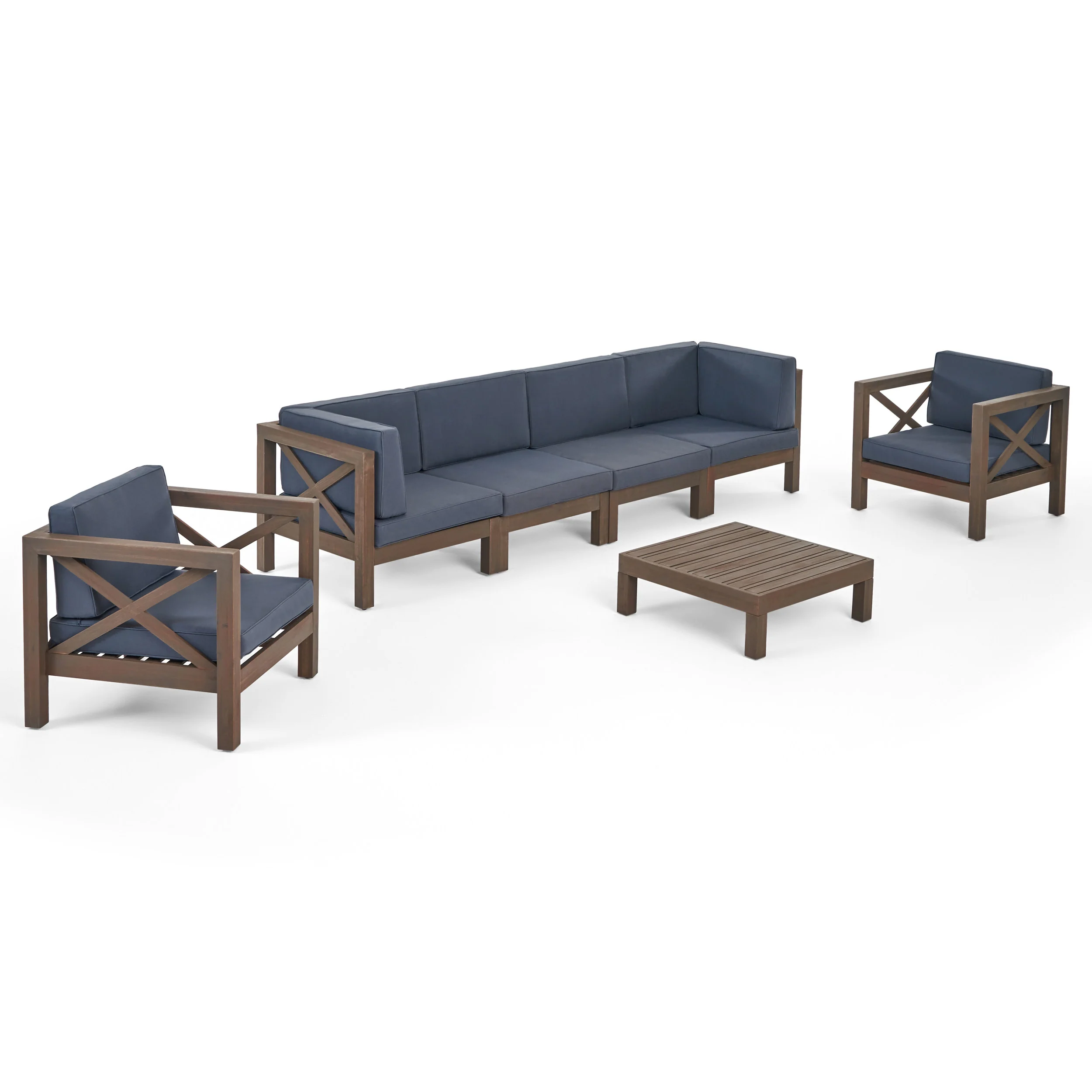 Morgan Outdoor 6 Seater Acacia Wood Sofa Chat Set - furnishings