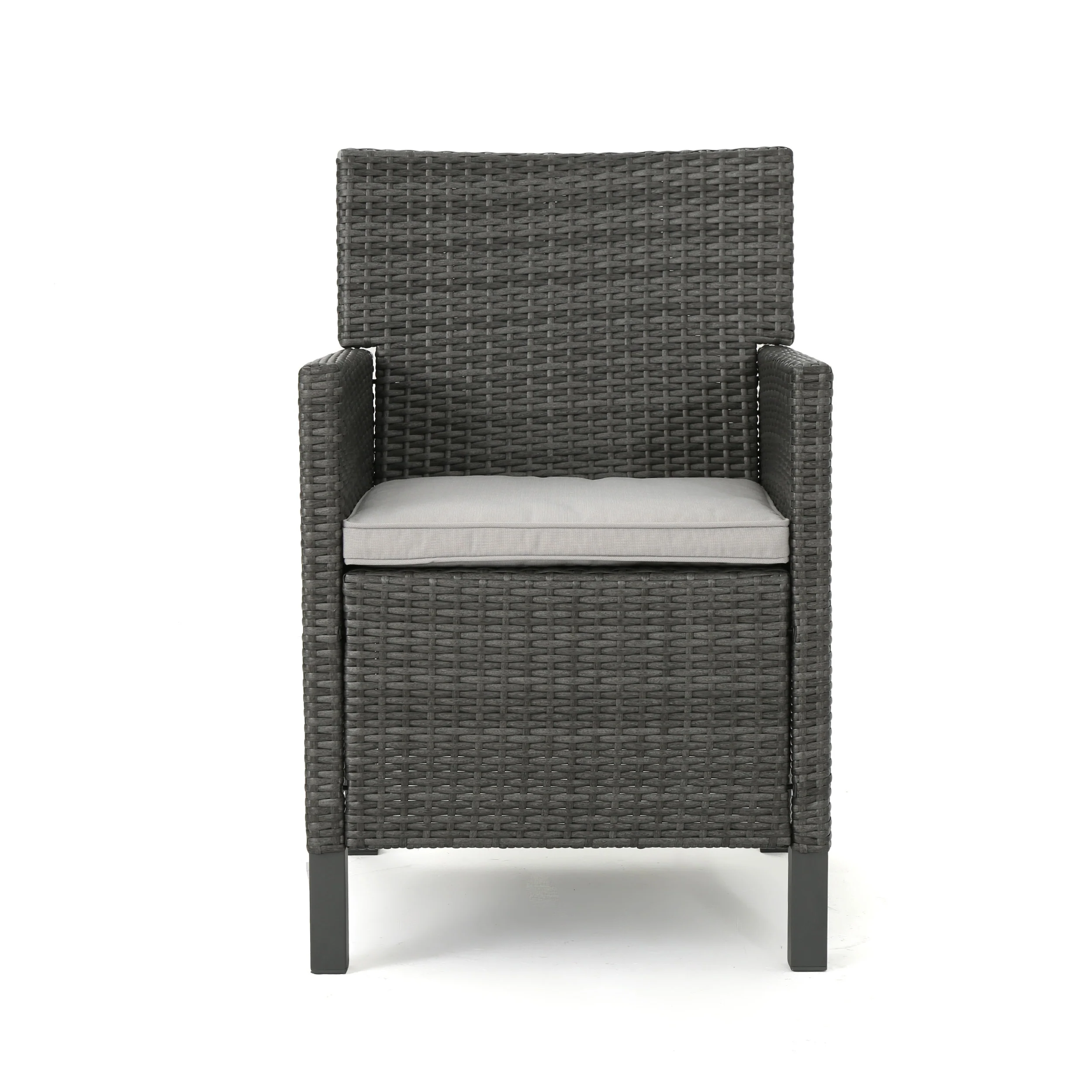 Cyril Outdoor 5 Piece Wicker Round Dining Set with Water Resistant Cushions - furnishings
