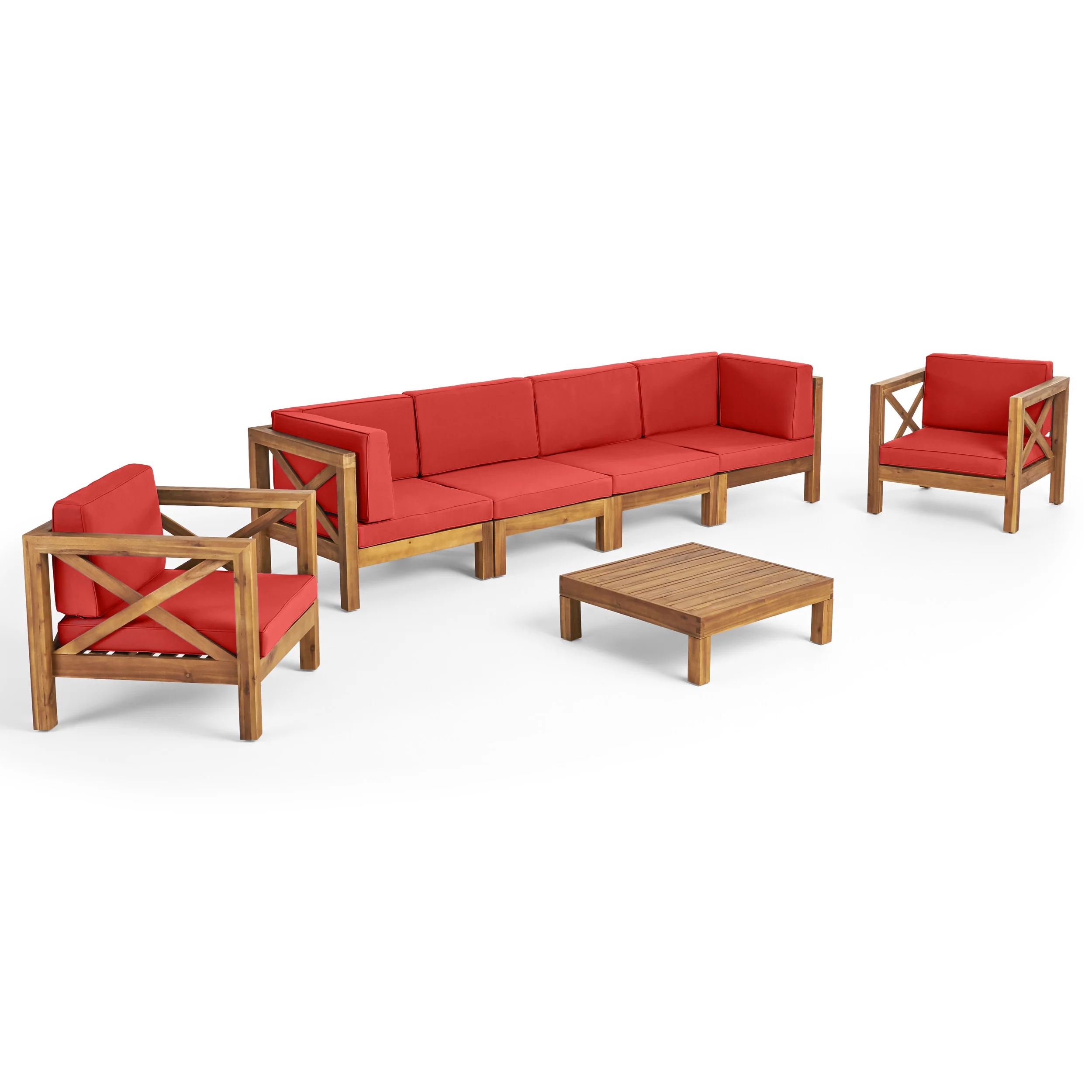 Morgan Outdoor 6 Seater Acacia Wood Sofa Chat Set - furnishings