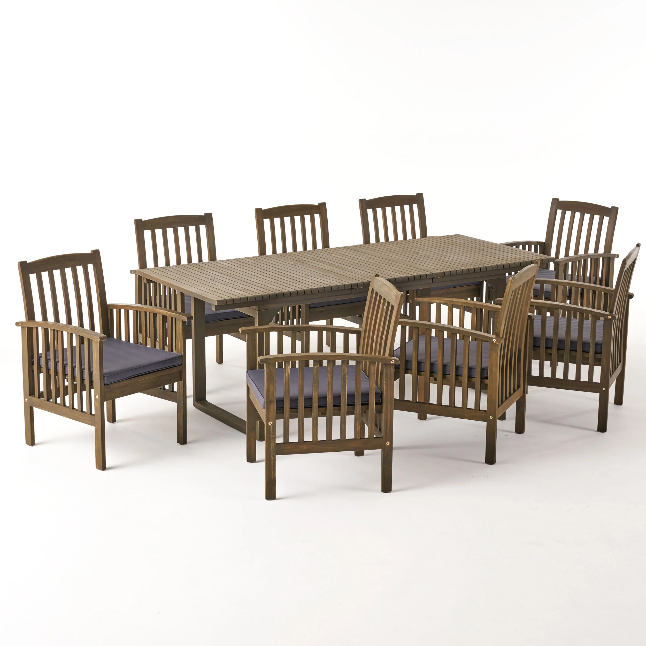 Bowdon Outdoor 8 Seater Expandable Acacia Wood Dining Set - furnishings