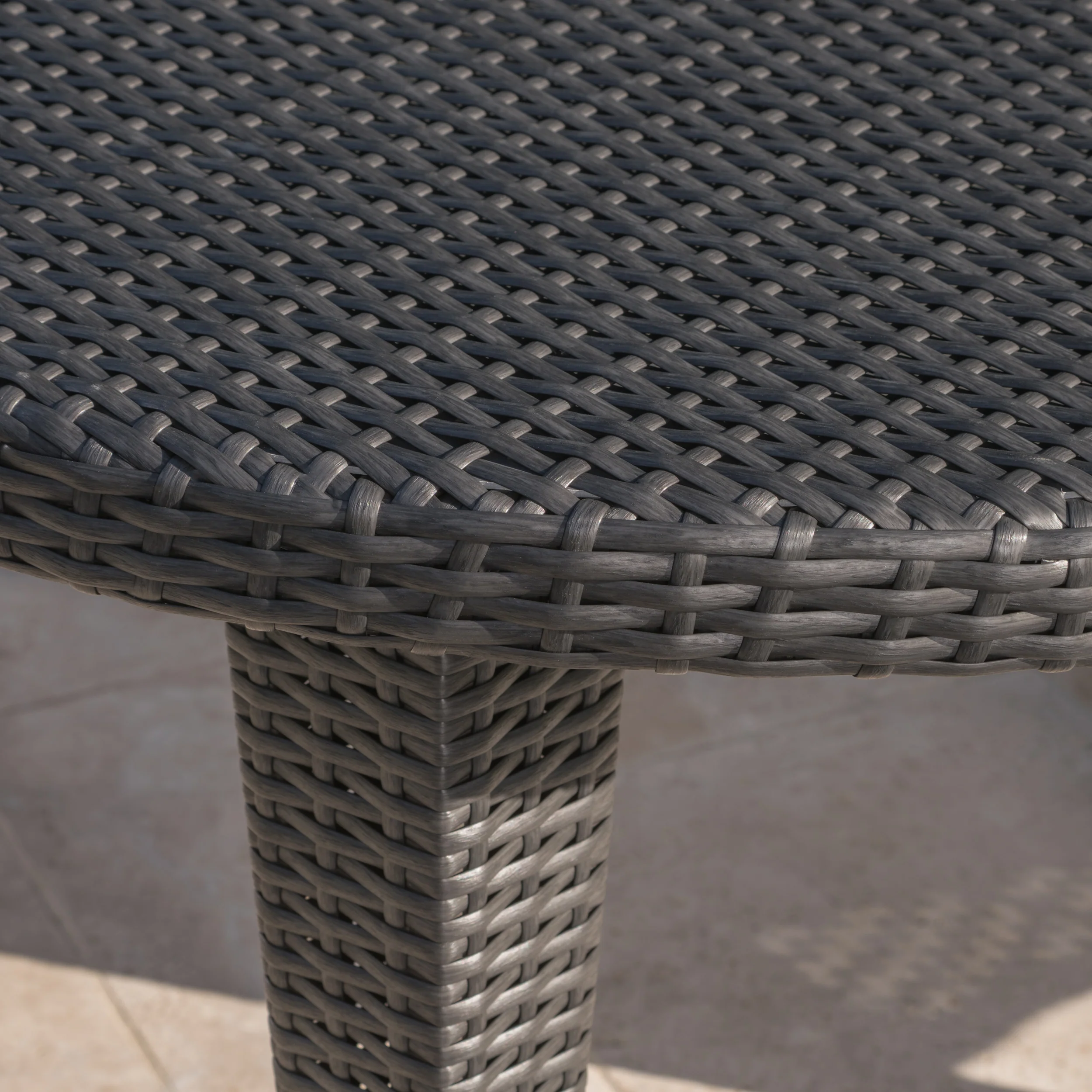 Carpenter Outdoor 7 Piece Gray Wicker Dining Set with Gray Water Resistant Cushions - furnishings