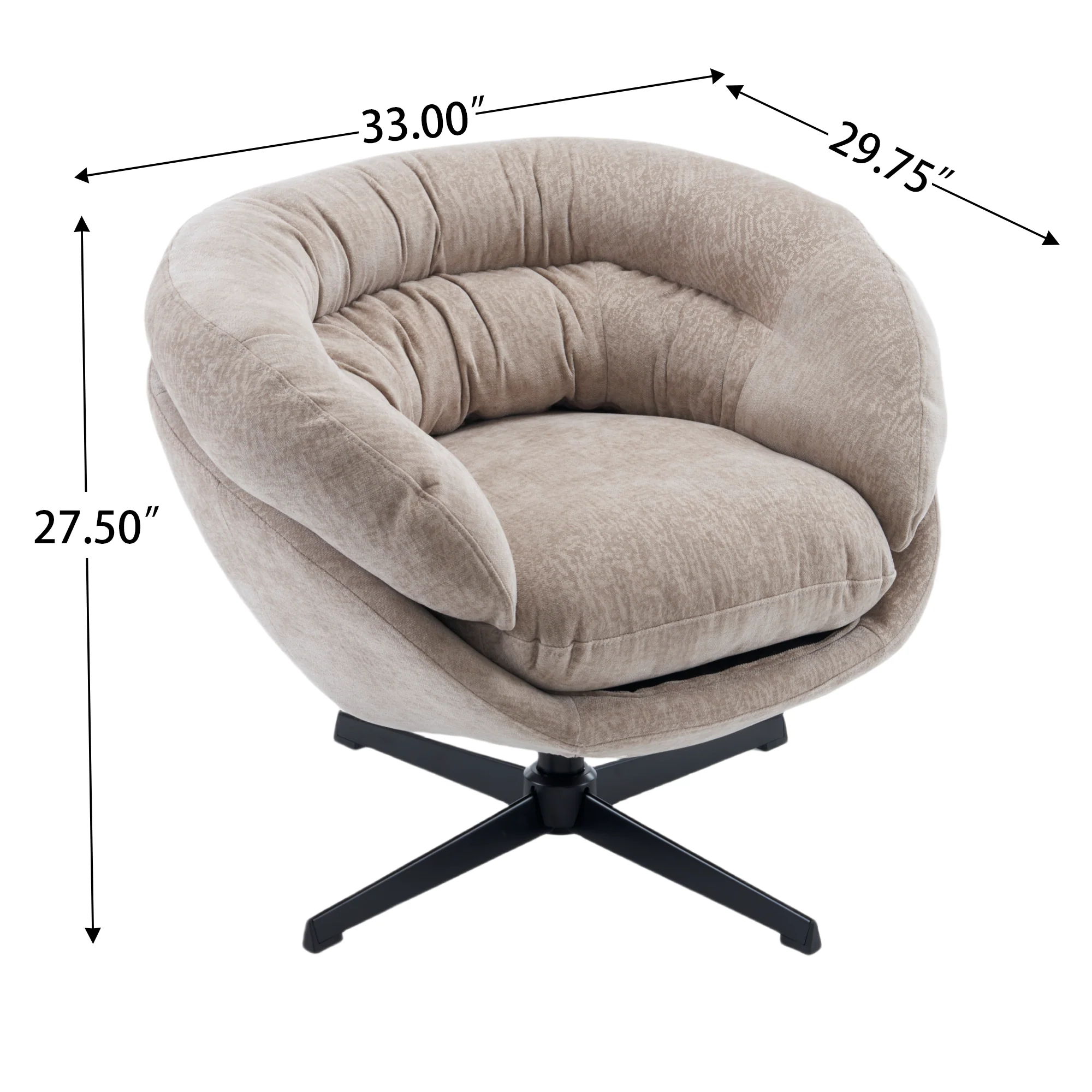 Olevate Chenille Upholstered 360 degree Swivel Arm Chair, Metal Cross-shape legs - furnishings