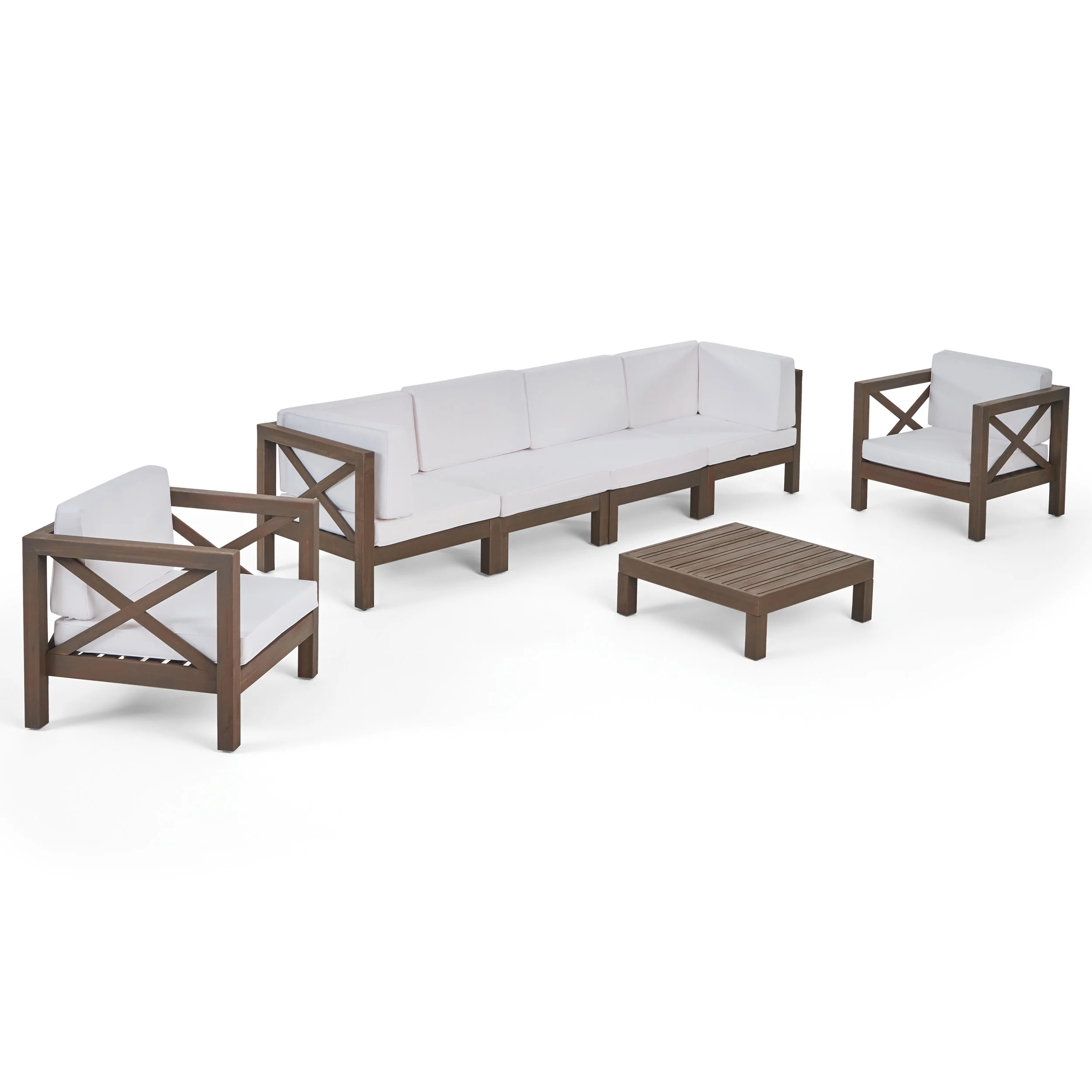 Morgan Outdoor 6 Seater Acacia Wood Sofa Chat Set - furnishings