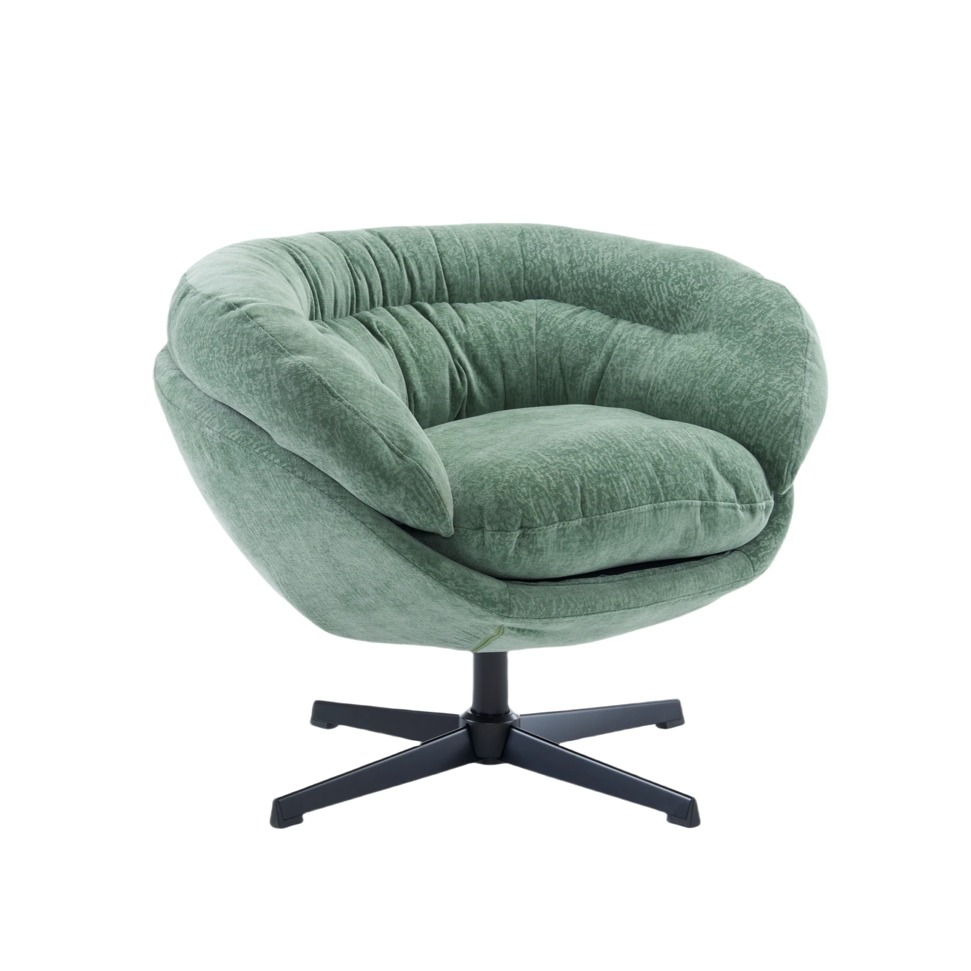 Olevate Chenille Upholstered 360 degree Swivel Arm Chair, Metal Cross-shape legs - furnishings