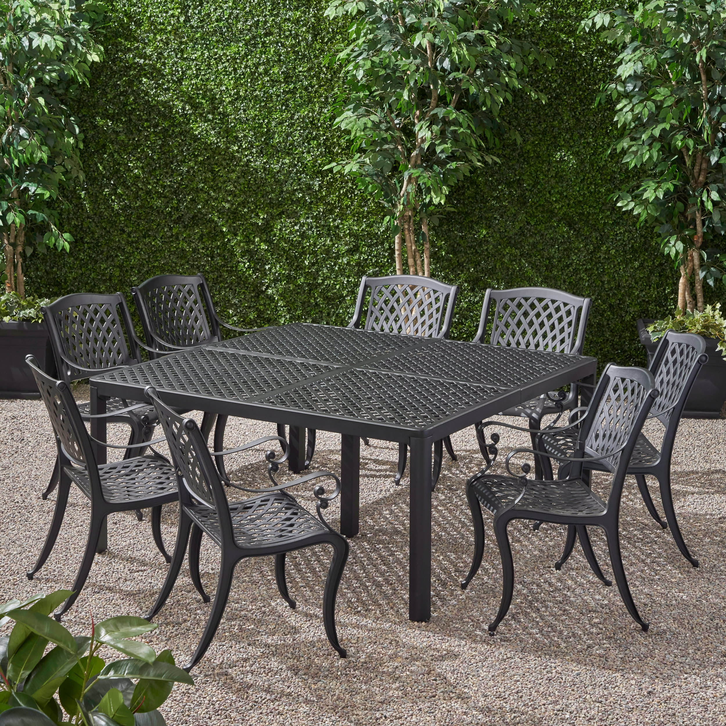 Freda Outdoor Aluminum 8 Seater Dining Set - furnishings