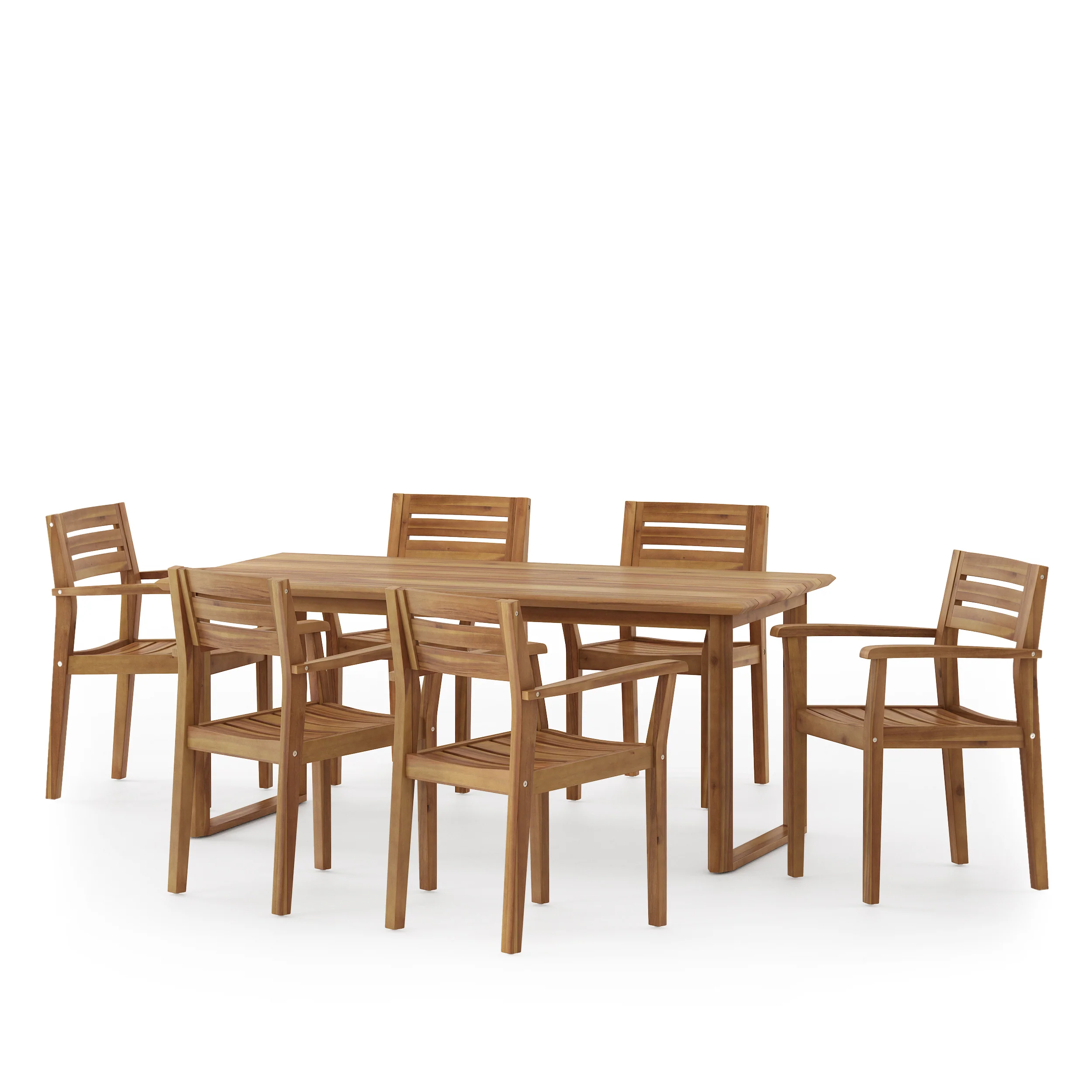 Nibley Outdoor Acacia Wood 7 Piece Dining Set - furnishings