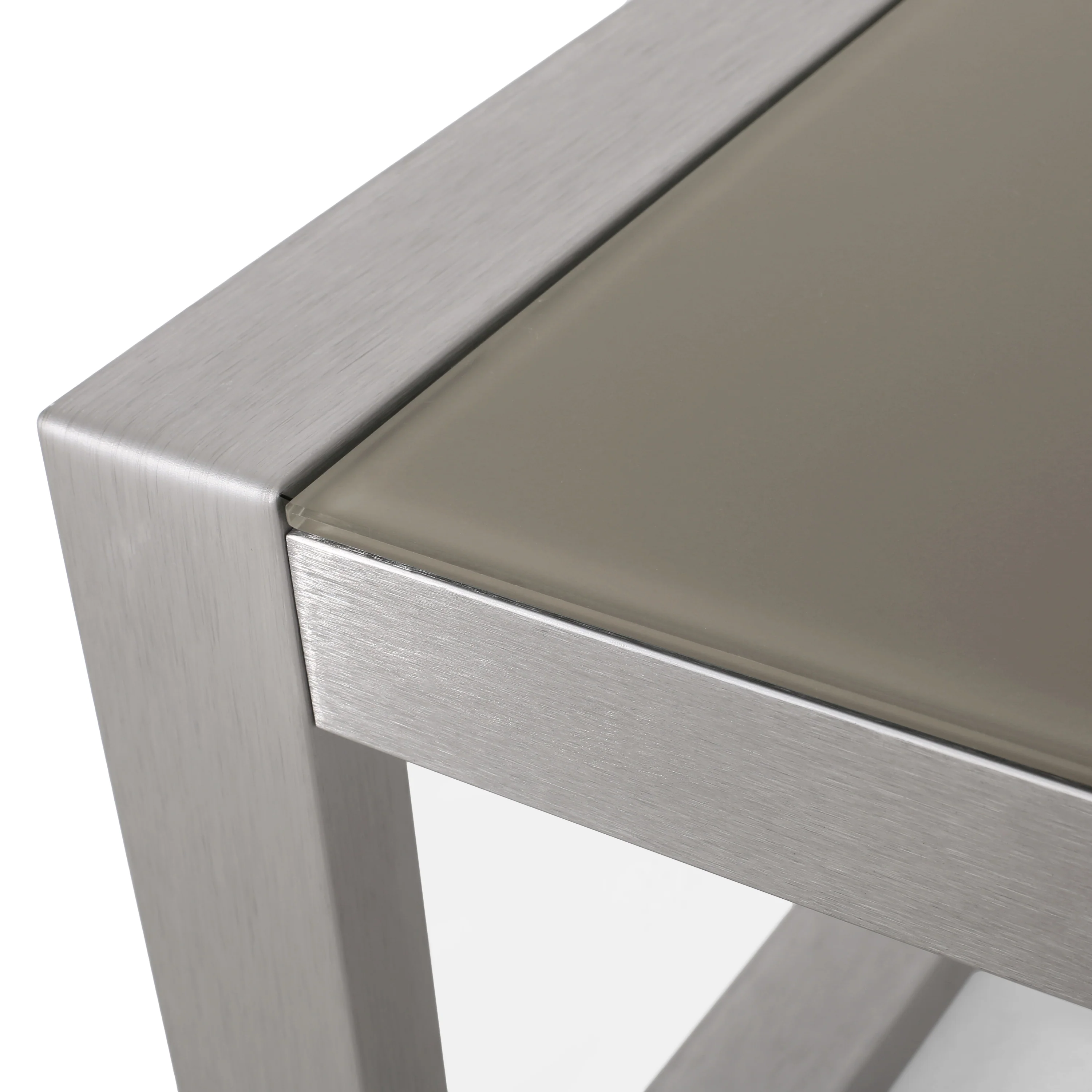 Noah Outdoor 4 Piece Silver Rust-Proof Aluminum Chat Set with Gray Water Resistant Cushions - furnishings