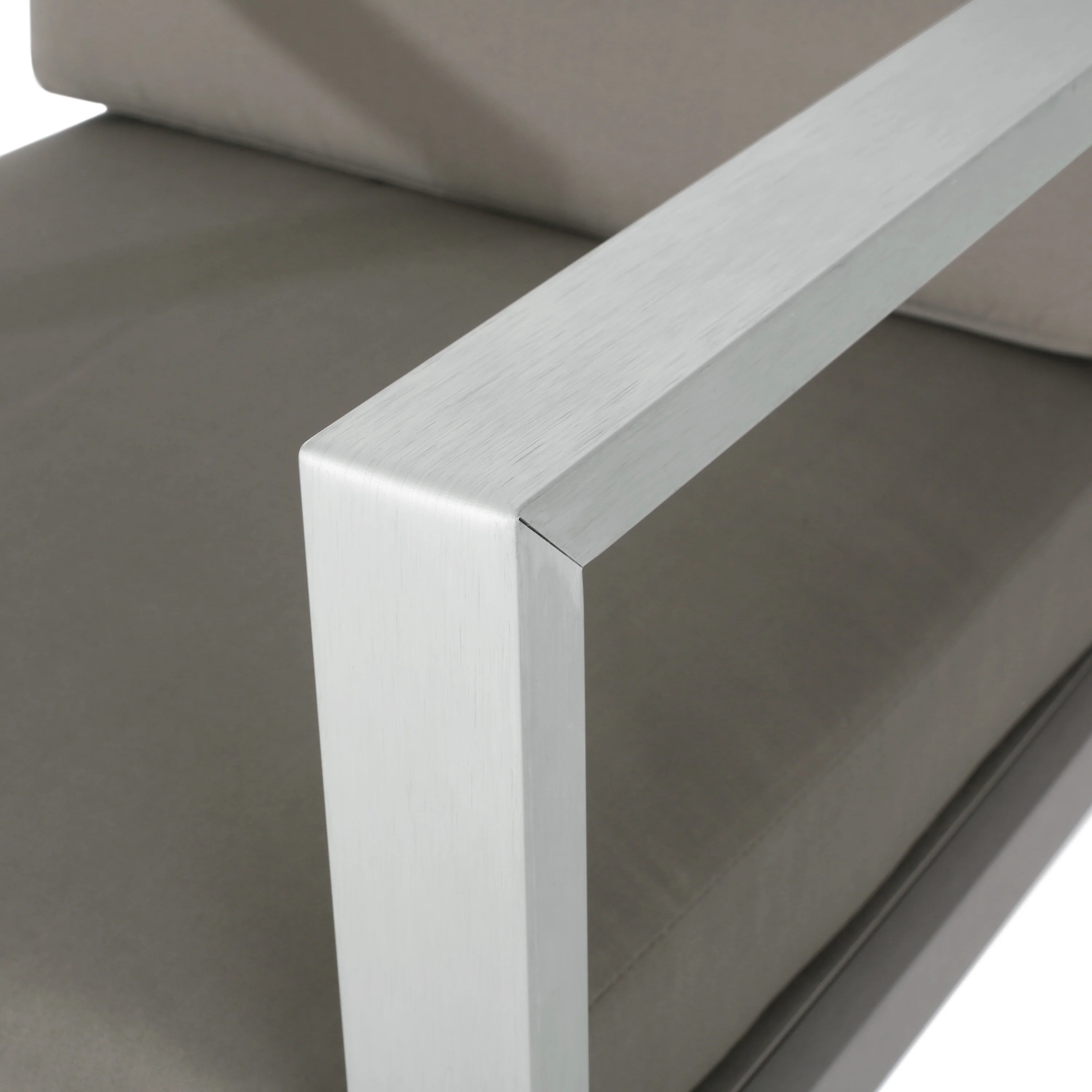 Noah Outdoor 4 Piece Silver Rust-Proof Aluminum Chat Set with Gray Water Resistant Cushions - furnishings