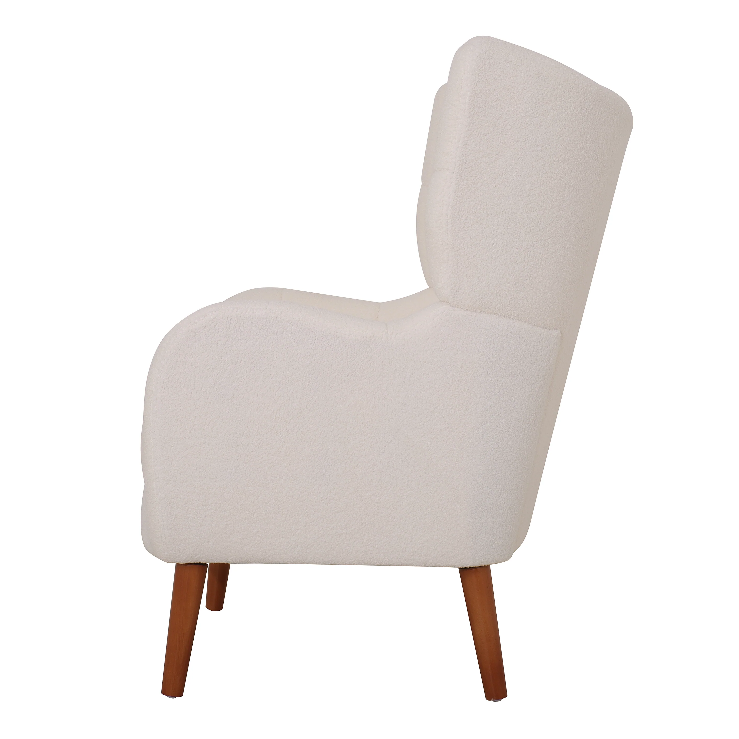 Kanes Modern Retro Upholstered Teddy Wool Accent Chair with Tapered Birch wood Legs, Beige - furnishings