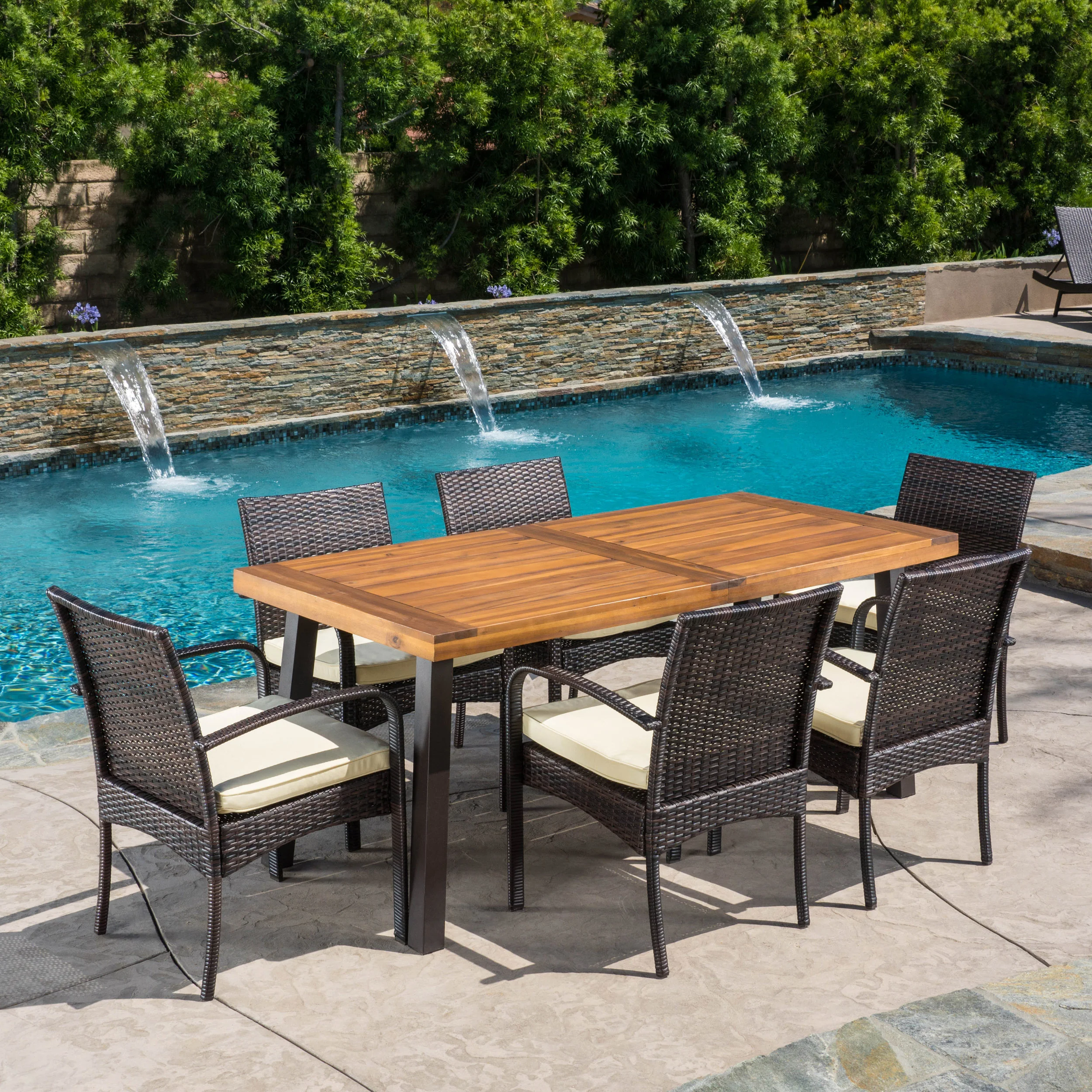 Sebastian Wicker and Wood 7 Pc. Dining Set - furnishings