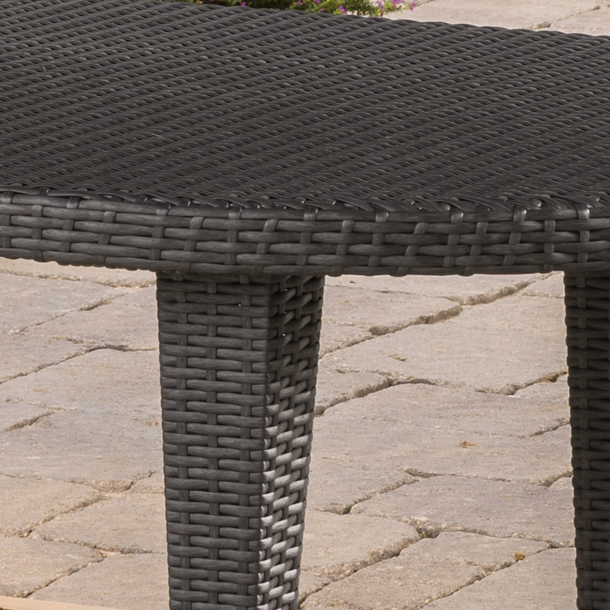 Tills Outdoor 7 Piece Gray Wicker Oval Dining Set with Stacking Chairs - furnishings