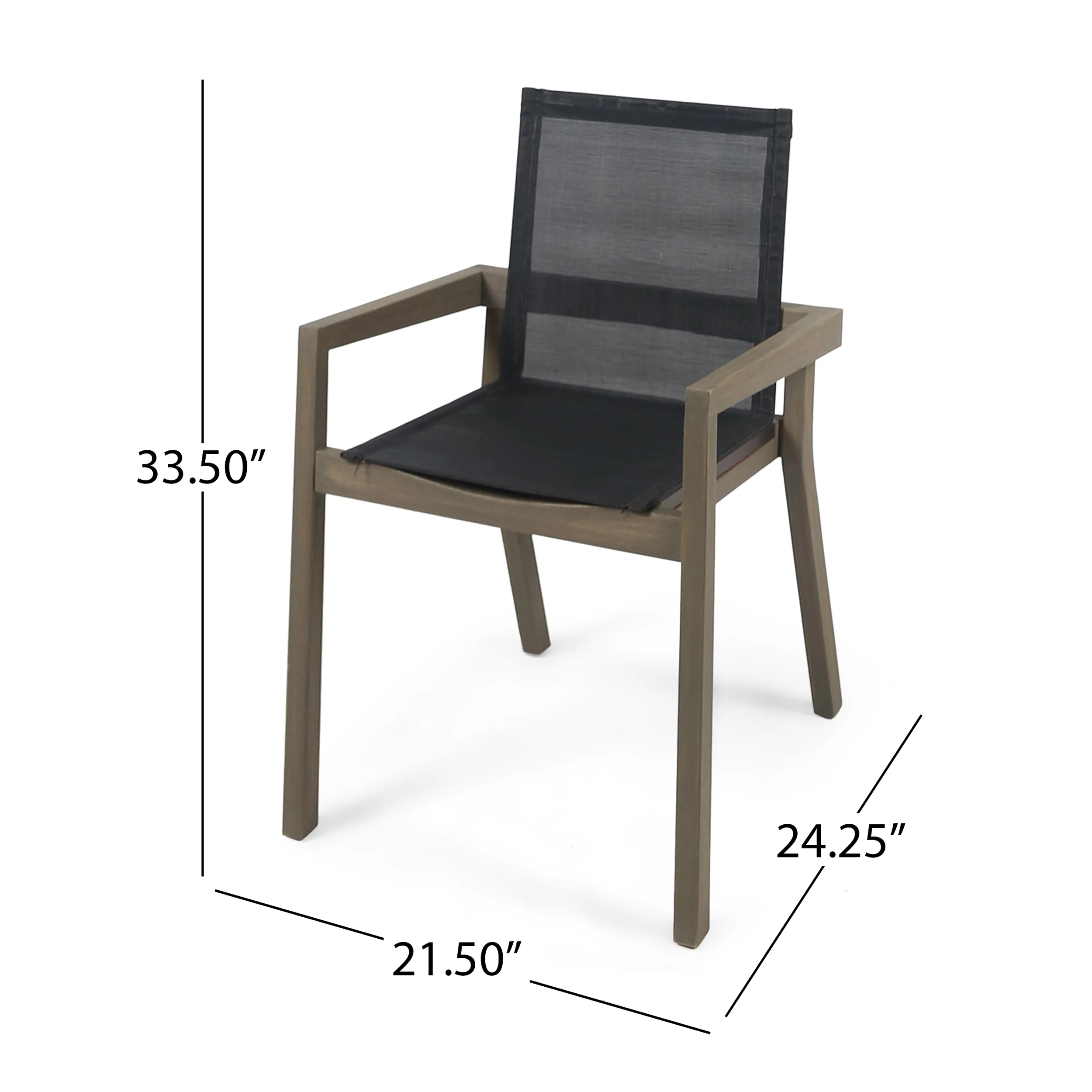 Ruiz Outdoor Acacia Wood 4 Seater Square Dining Set with Mesh Seats - furnishings