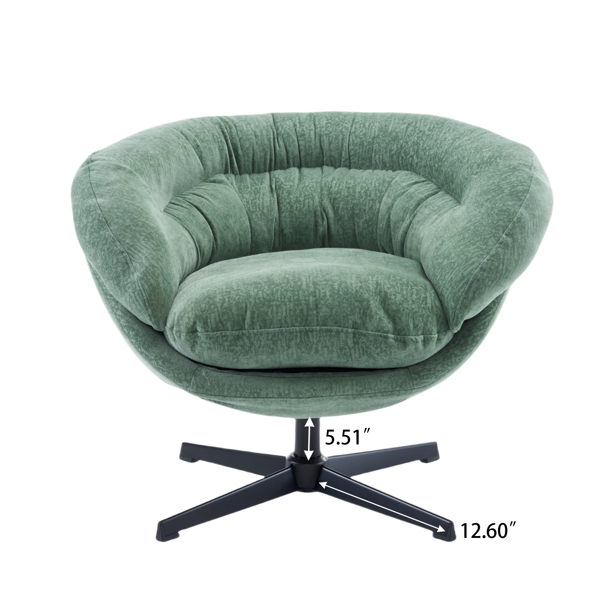 Olevate Chenille Upholstered 360 degree Swivel Arm Chair, Metal Cross-shape legs - furnishings