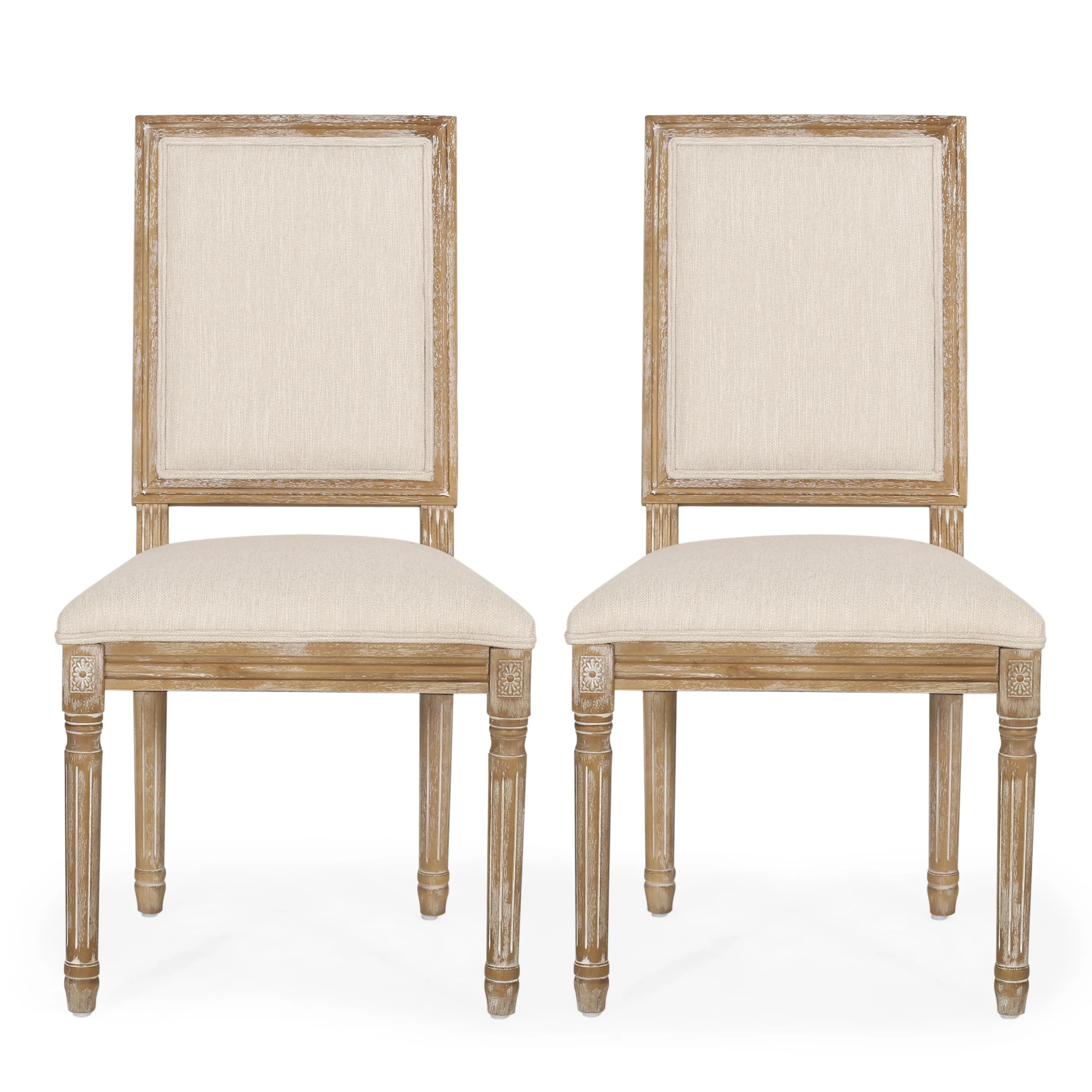 Amy French Country Wood Upholstered Dining Chair, Set of 2 - furnishings