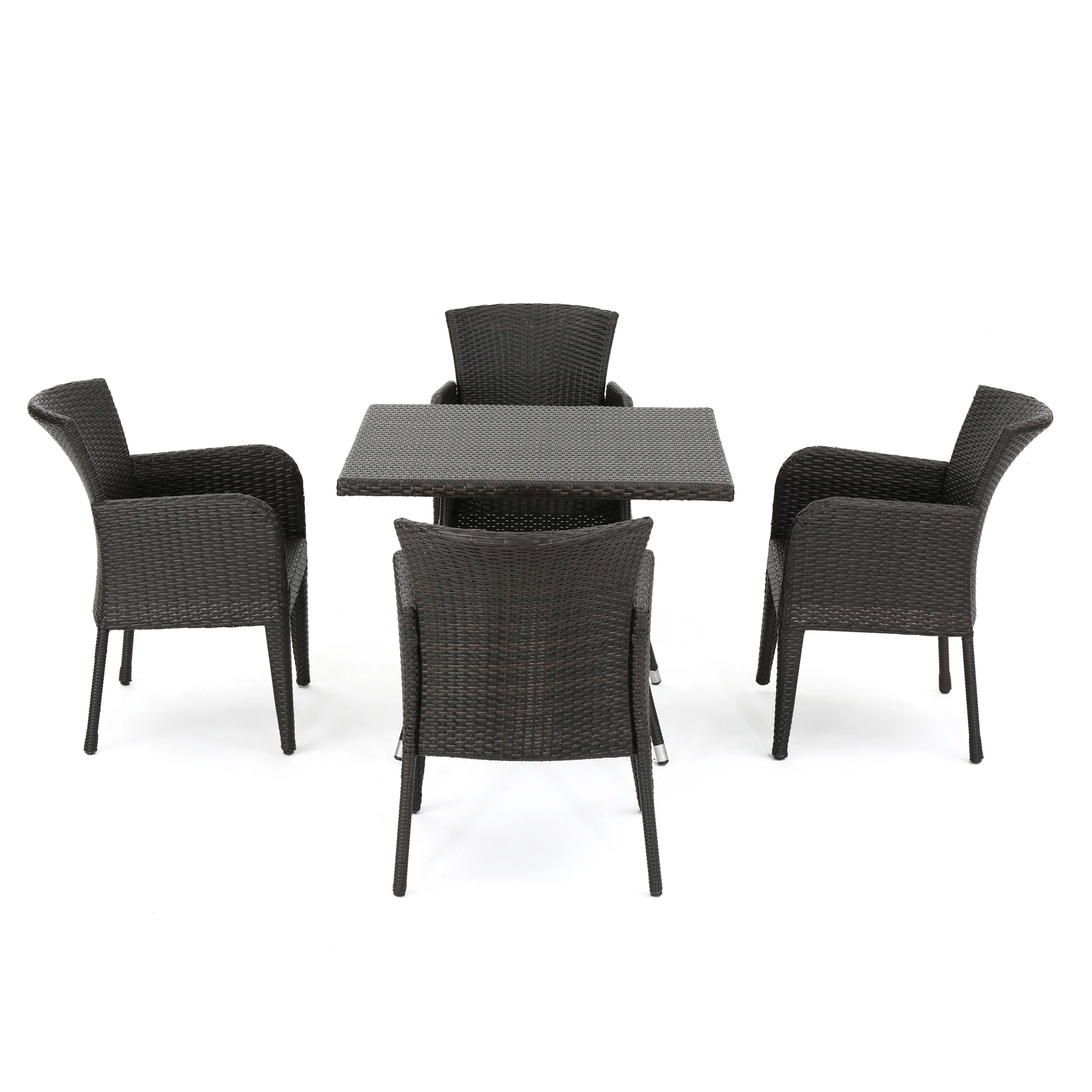 Clinton Outdoor 5-piece Brown Wicker Dining Set - furnishings