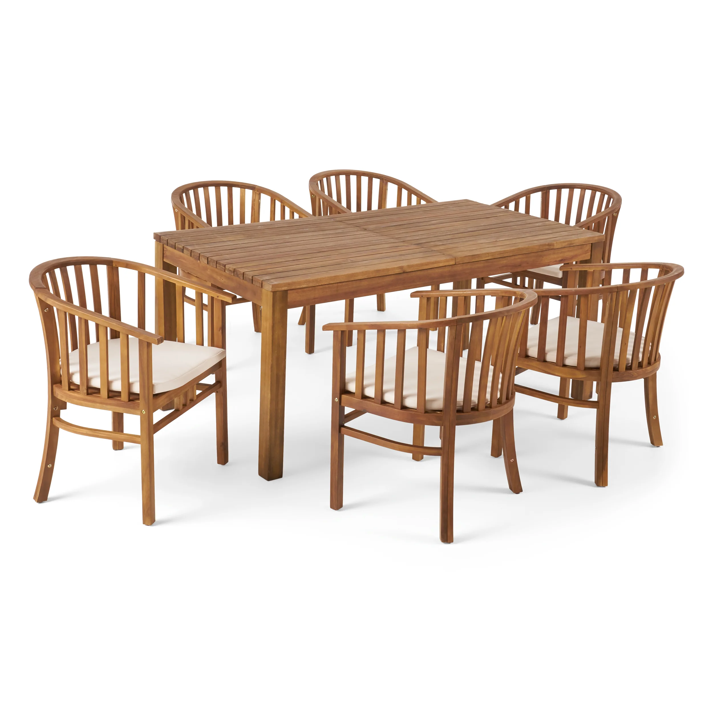 Rosin Outdoor Expandable 6 Seater Acacia Wood Dining Set - furnishings