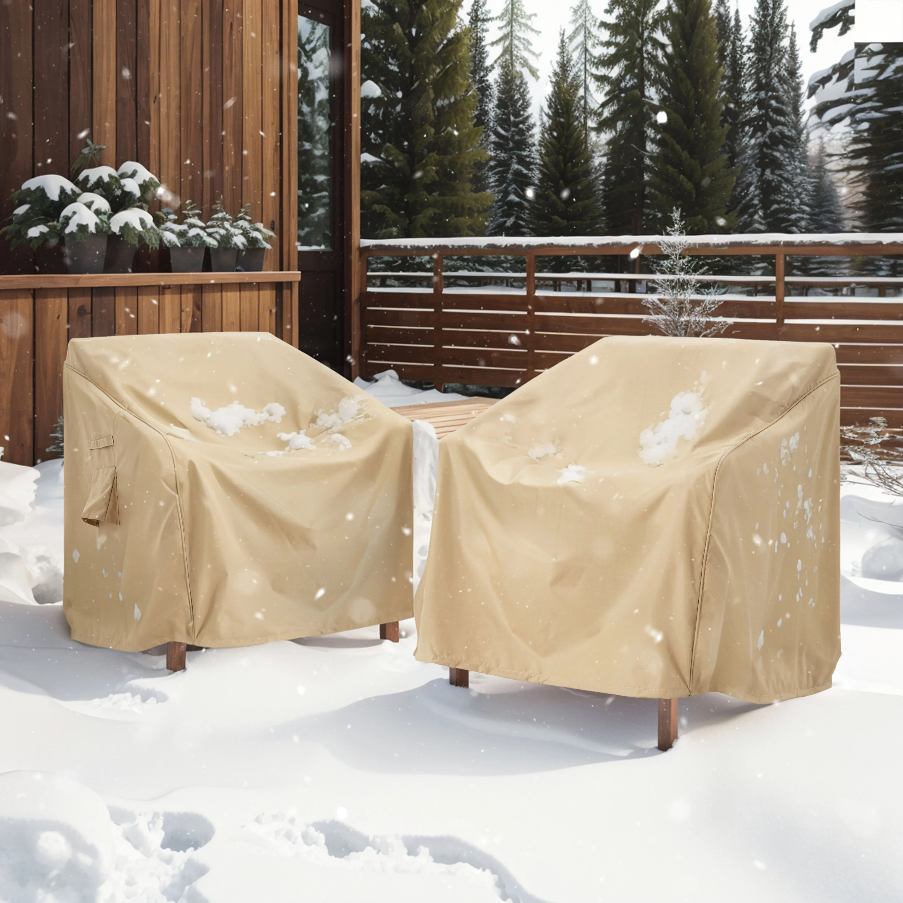 Eclate Sauqre Water Resistant Outdoor Patio Club Chair Covers, Set of 2 - furnishings