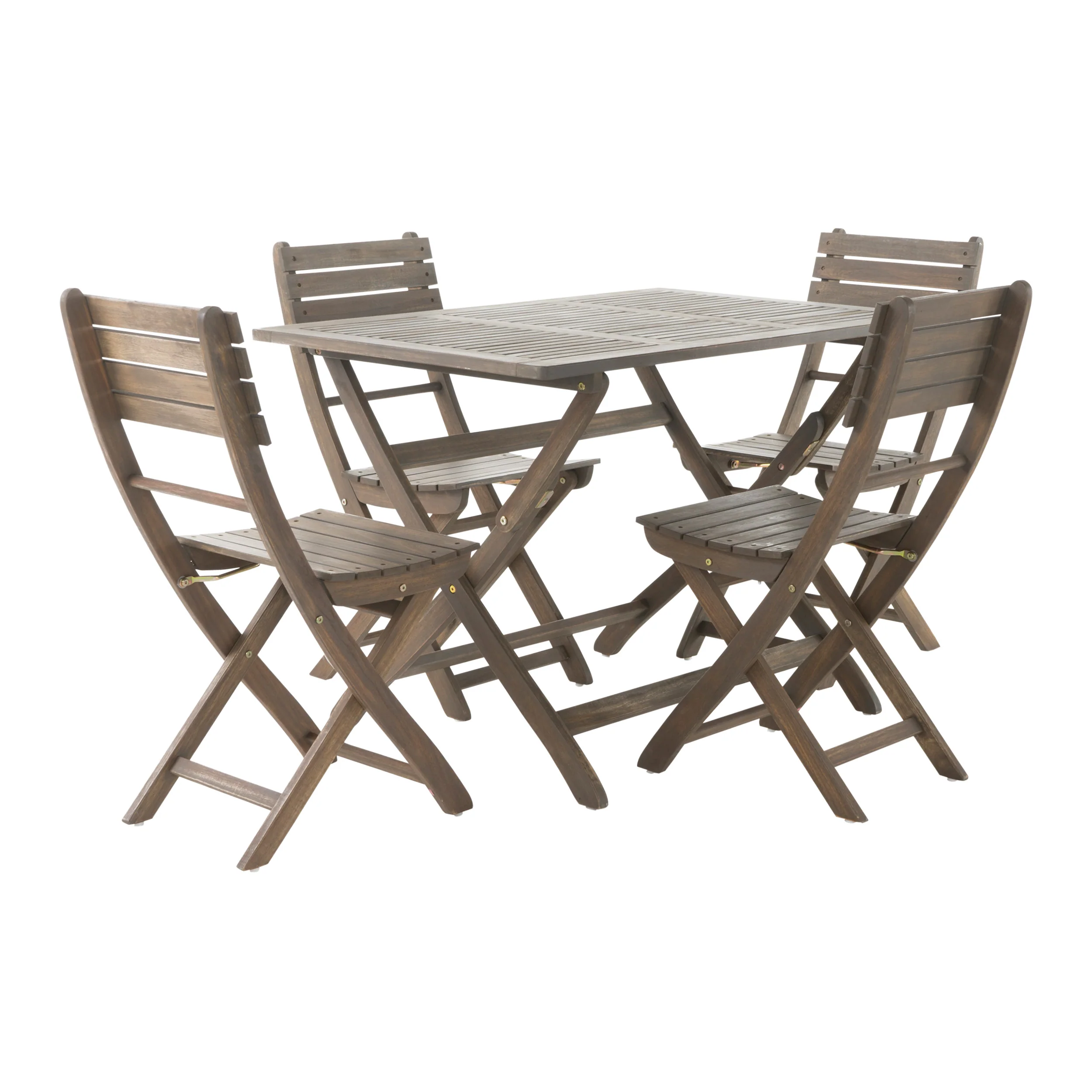 Vicaro Outdoor Grey Finish Acacia Wood Foldable Dining Set - furnishings