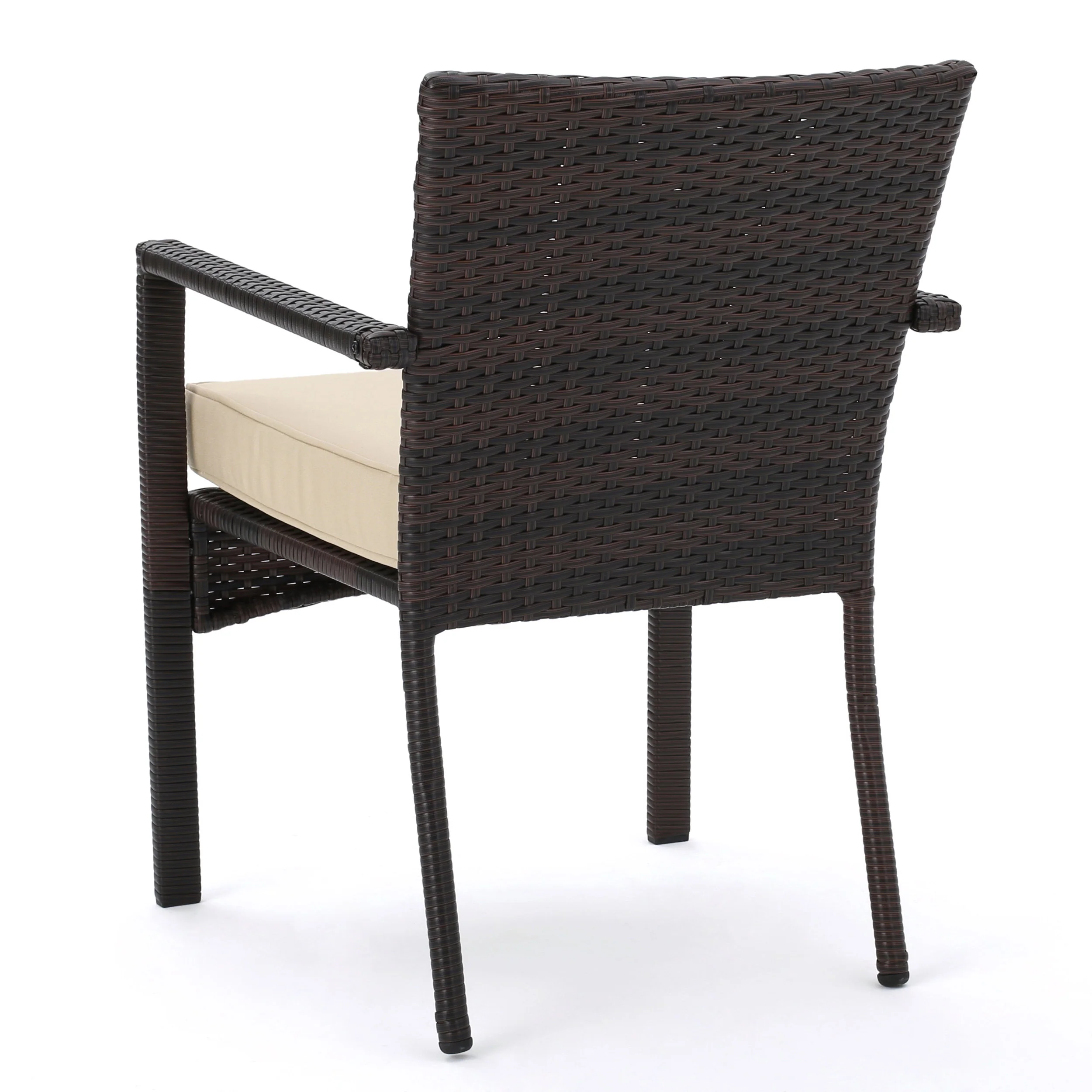 Tahiti Outdoor 4 Piece Multi-brown Wicker Chat Set with Dark Cream Water Resistant Fabric Cushions - furnishings