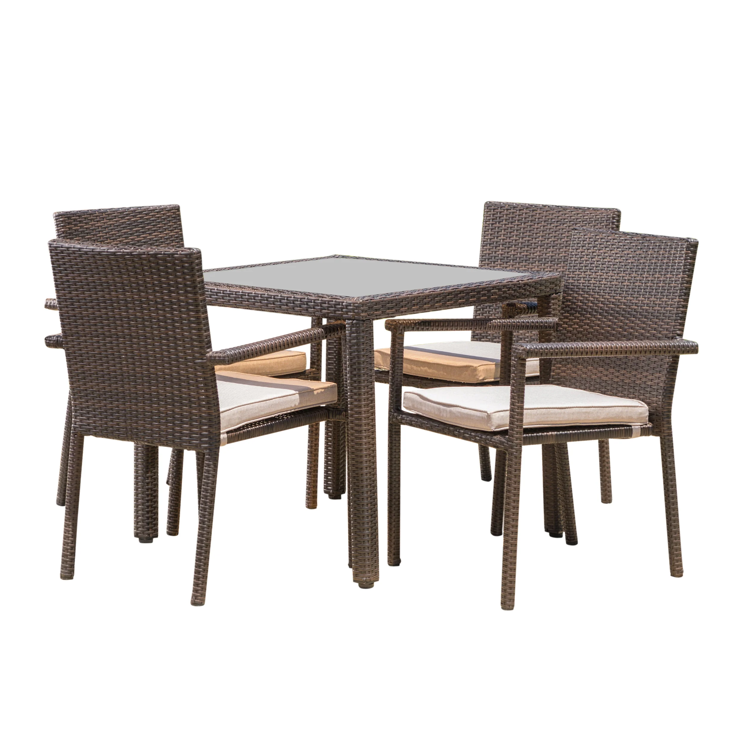 San Tropez Outdoor 5 Piece Dining Set with Water Resistant Cushions - furnishings