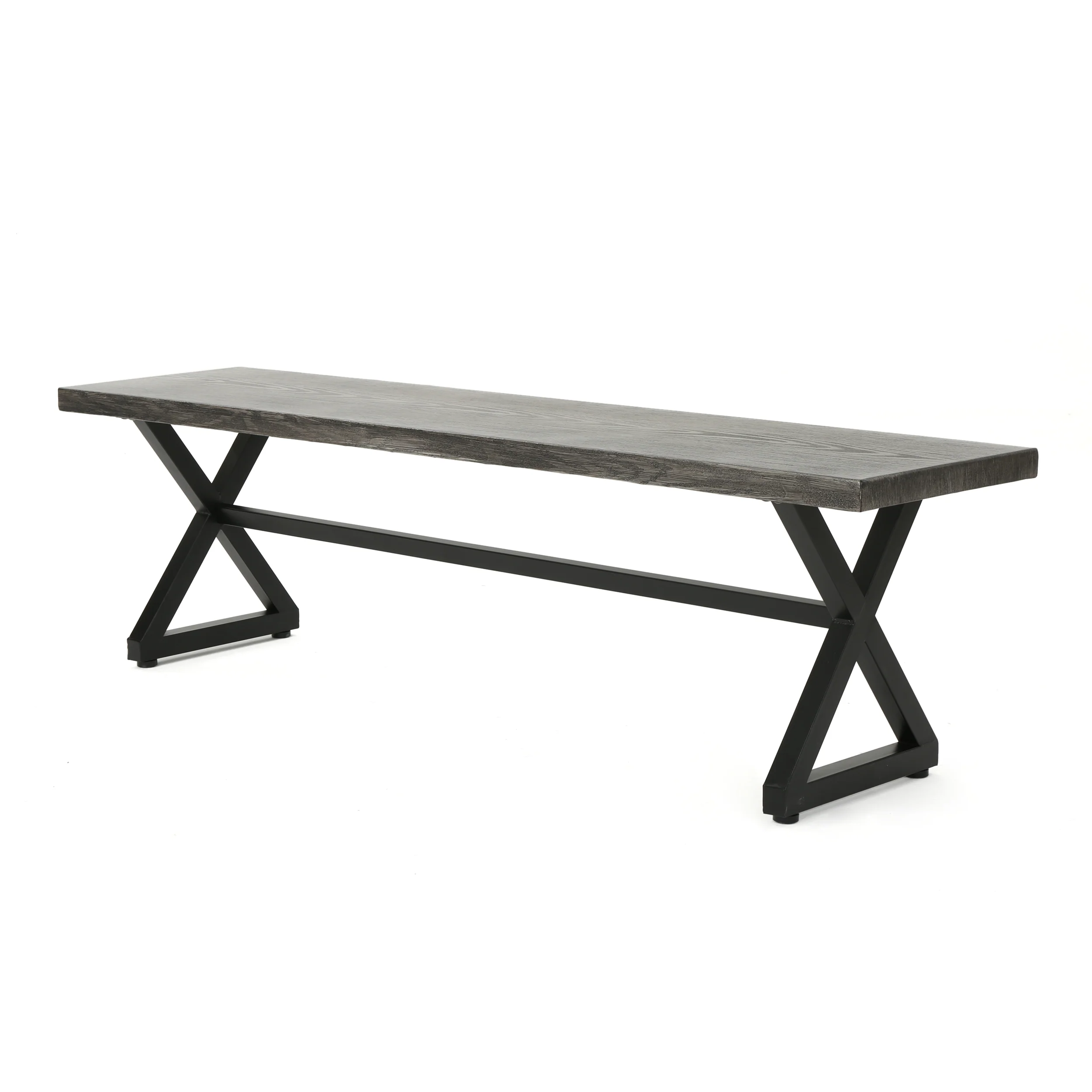 Tripoli Outdoor 6 Piece Aluminum Dining Set with Bench and Wicker Dining Chairs - furnishings