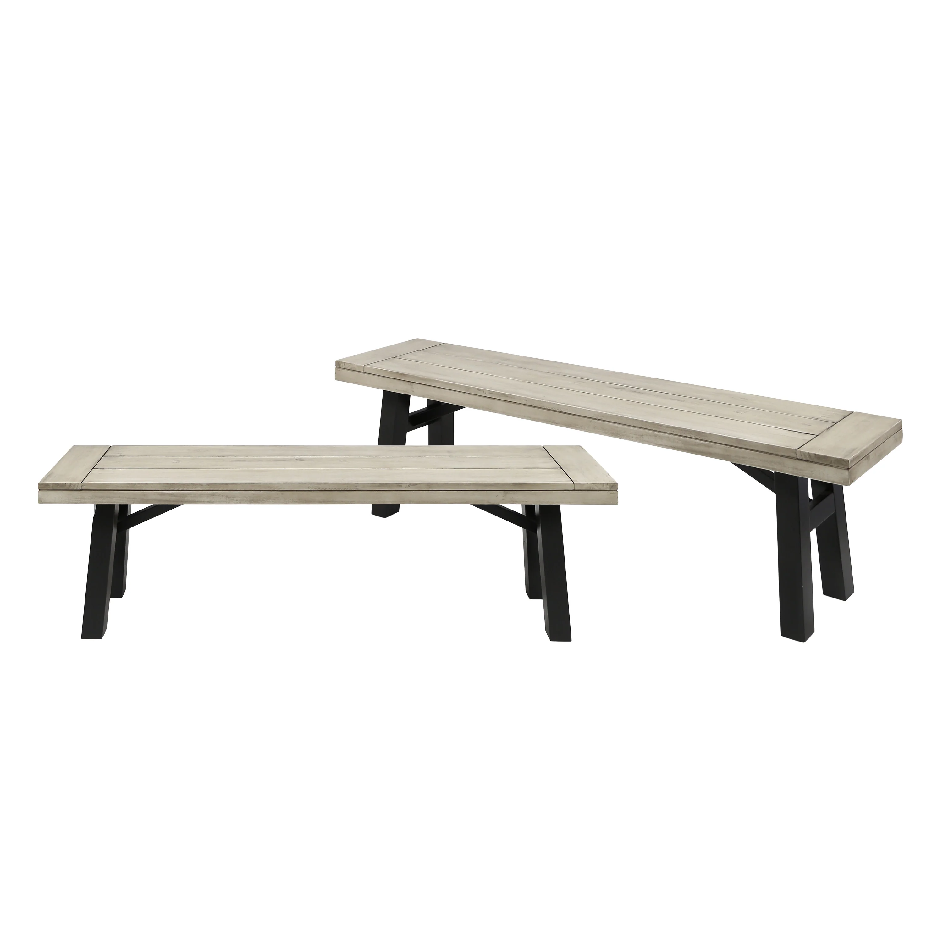 Betteravia Outdoor Acacia Wood Dining Benches, Set of 2 - furnishings