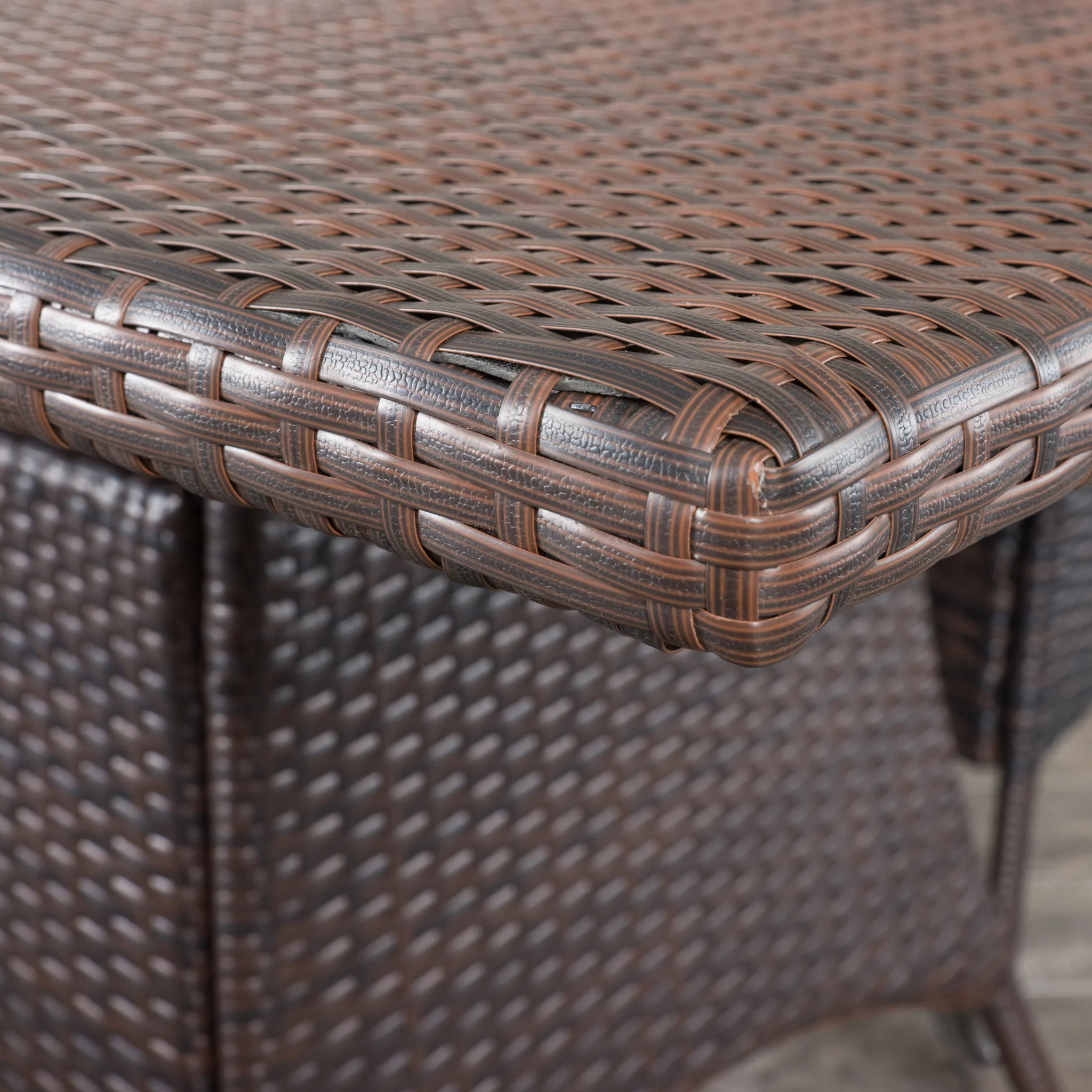 Perry Outdoor 7-Piece Multi-Brown Wicker Dining Set with Umbrella Hole - furnishings