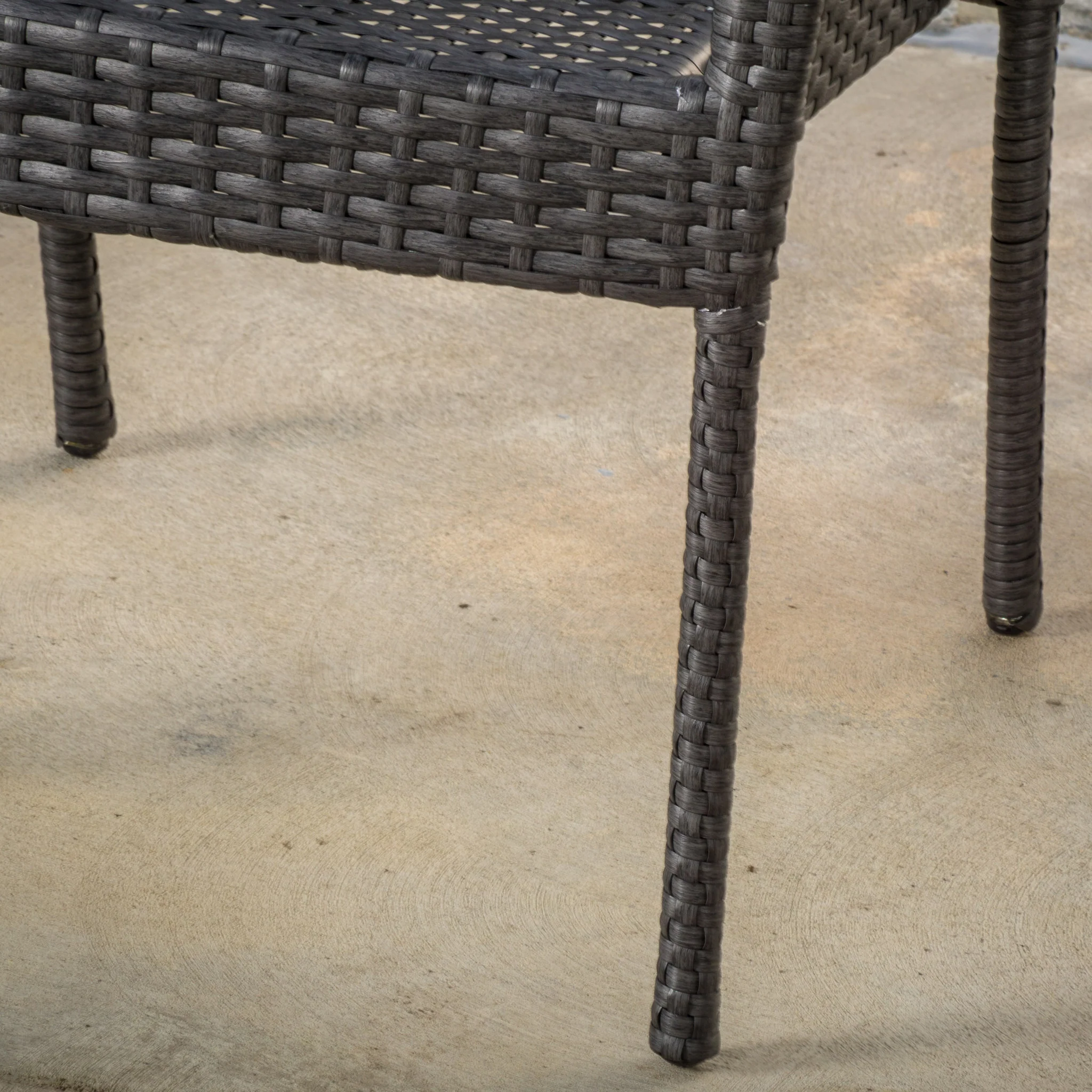 Antonio Outdoor 5-Piece Gray Wicker Dining Set with Stackable Chairs - furnishings