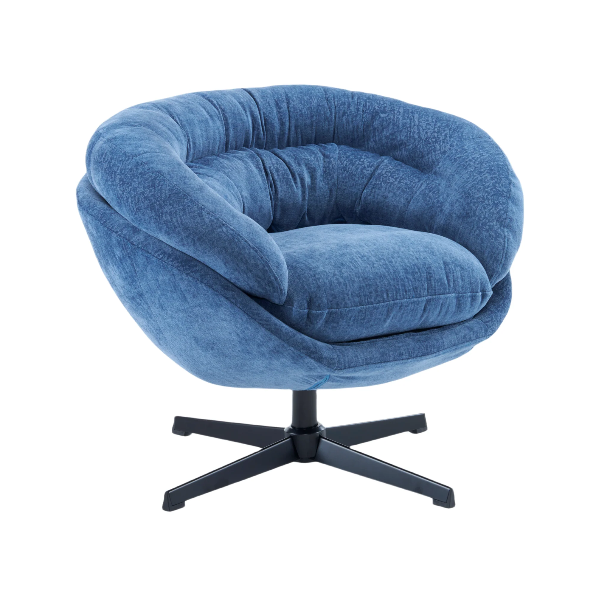 Olevate Chenille Upholstered 360 degree Swivel Arm Chair, Metal Cross-shape legs - furnishings